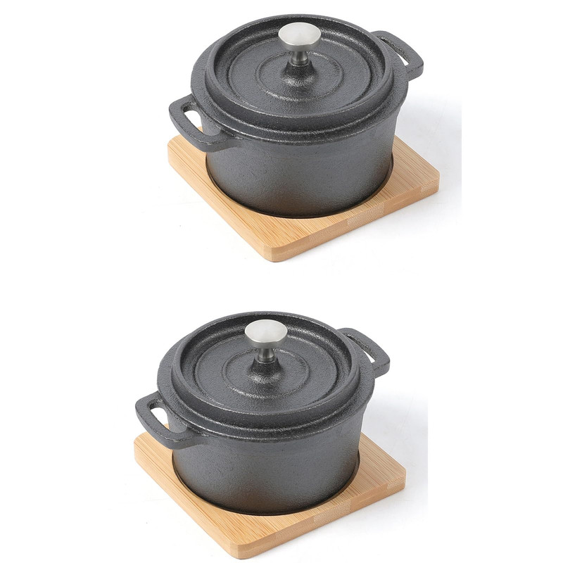 Hawok Cast Iron Sauce Pan Lid 270Ml/9.13Oz/1.08Cups Mini Dutch Oven Black Set