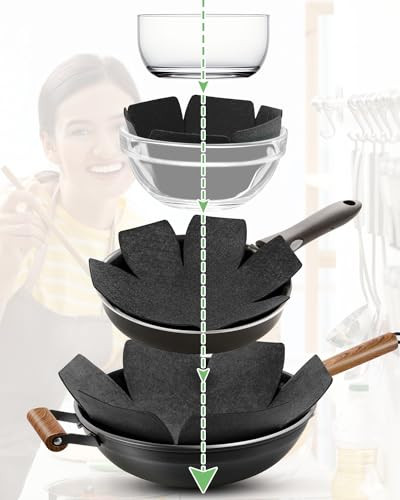 Felt Pot and Pan Protectors – Set of 6 and 3 Different Sizes Felt Pan