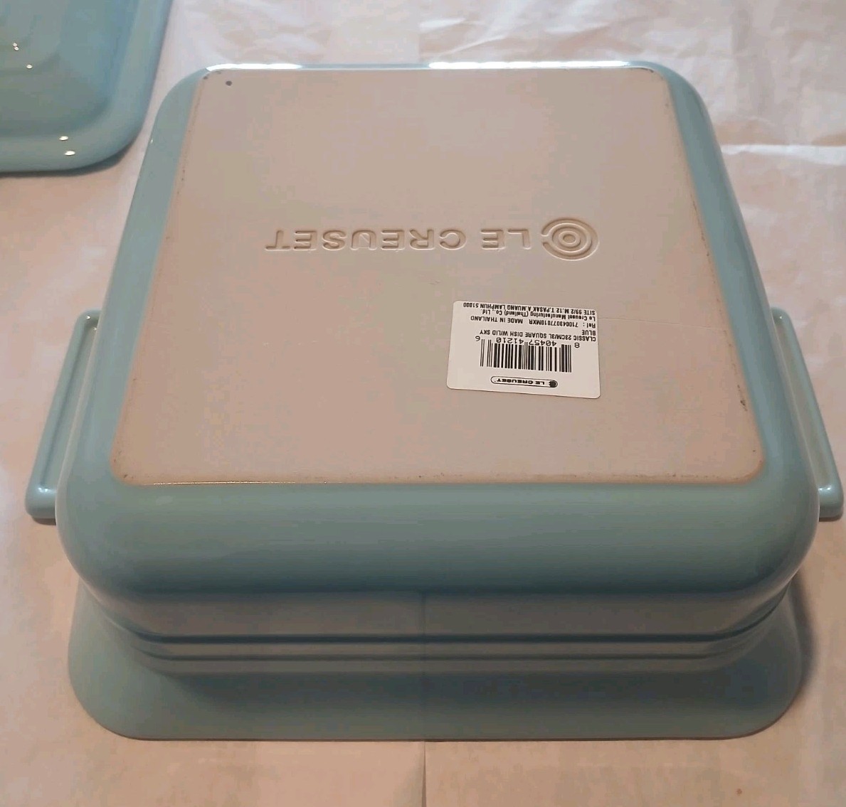 Le Creuset Seconds Stoneware 23cm/3L Square Casserole Dish with Lid, Sky Blue