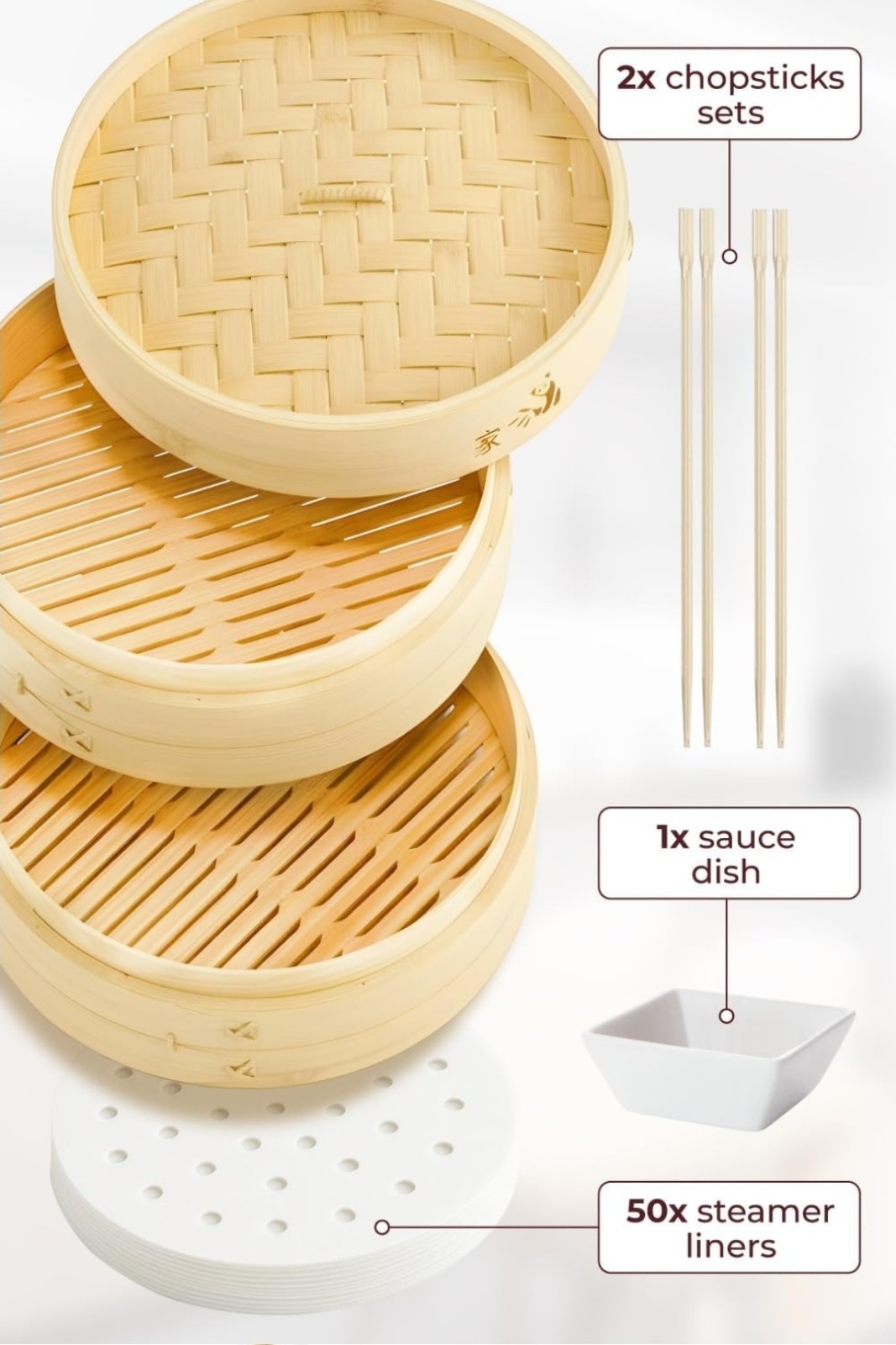 Prime Home Direct Bamboo Steamer Basket 10-Inch | 2-Tier Steamer for Cooking…