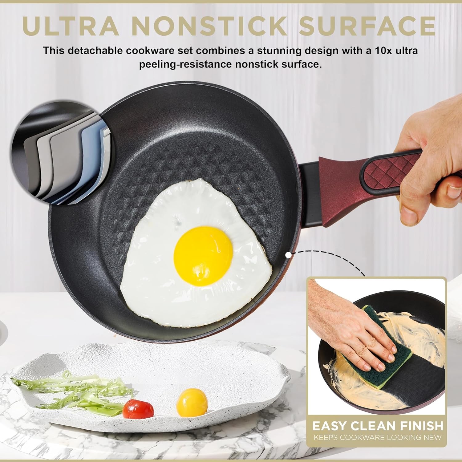 Moss & Stone 4 Piece Nonstick Cookware Set, Small Pots And Pans Set Non stick Wi