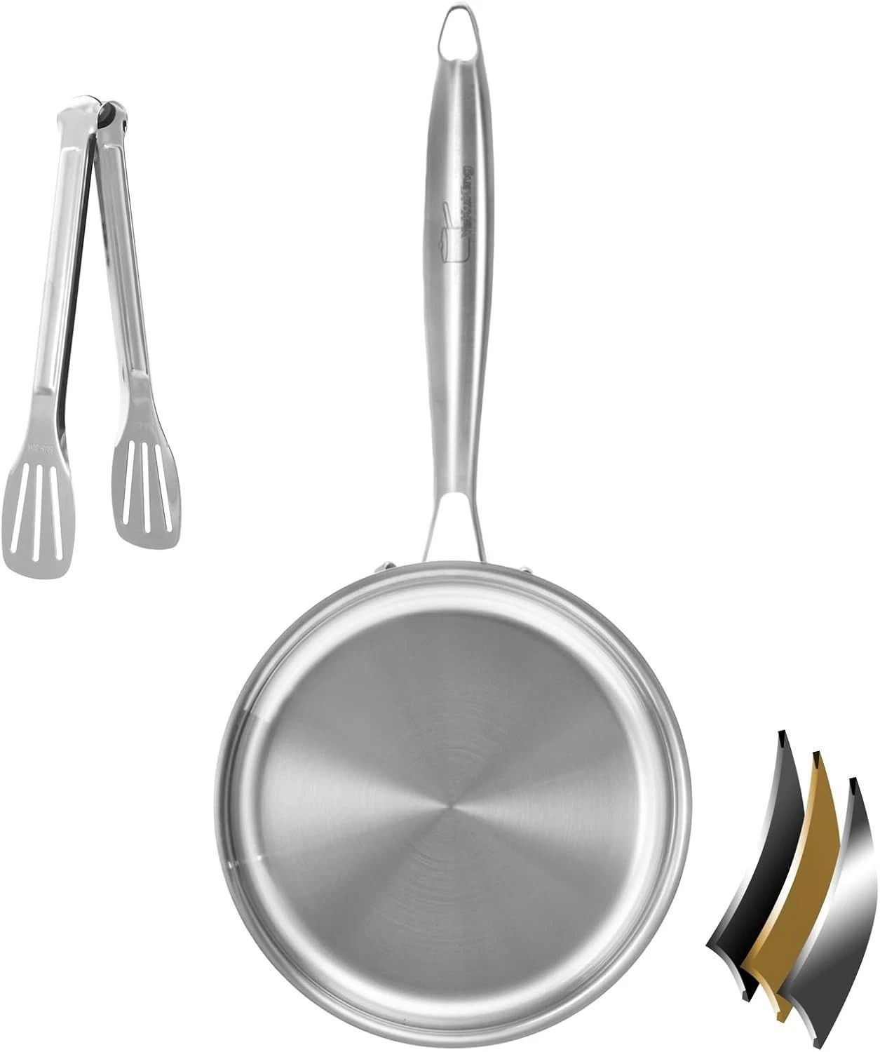 Tri-ply Stainless Steel Frying Pan 8 Inch Small Skillet for Chef’s Cooking Pa…