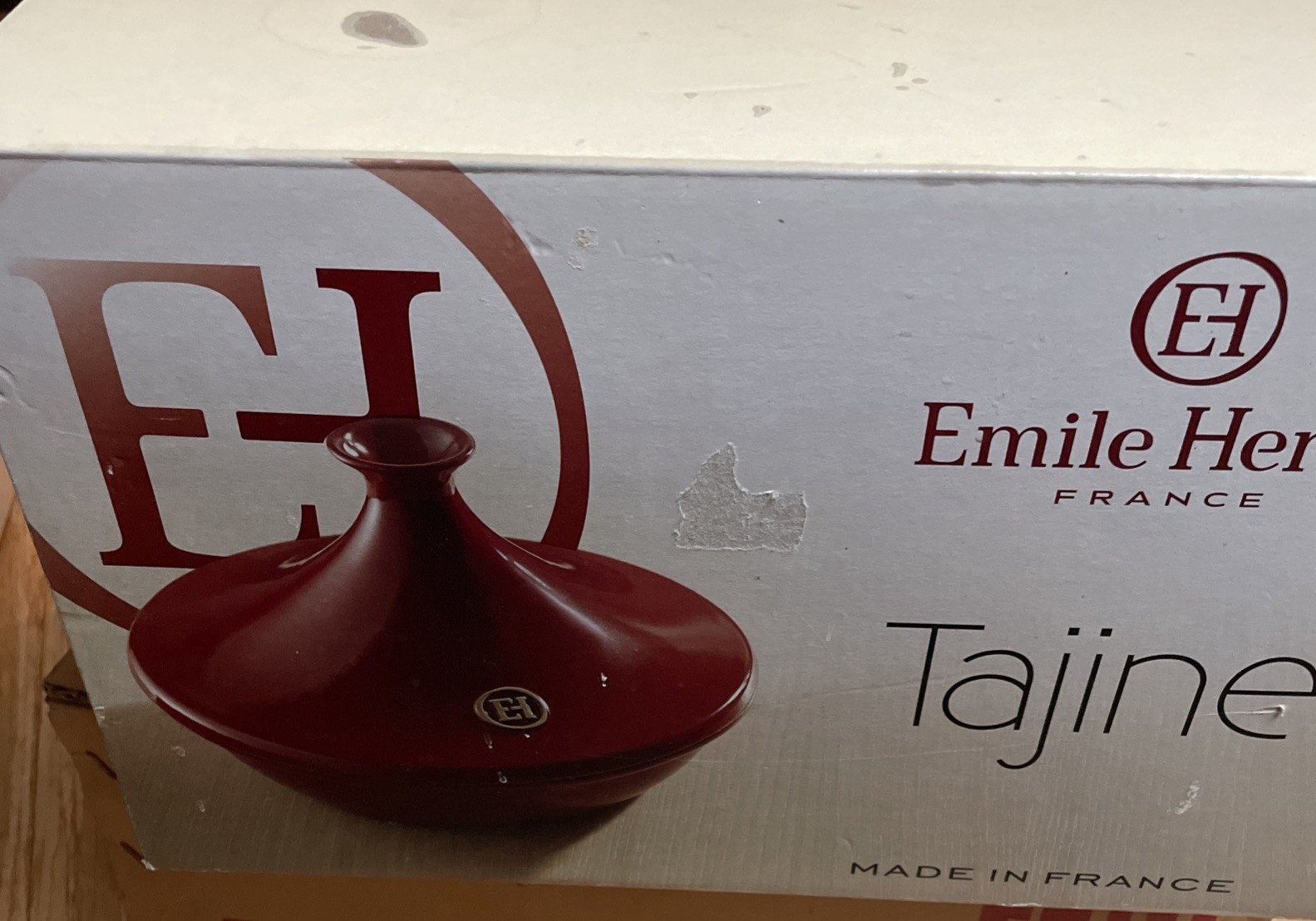 Emile Henry TAJINE Flame Red Grand/ CRU ~ 13” / 3L ~ France Moroccan