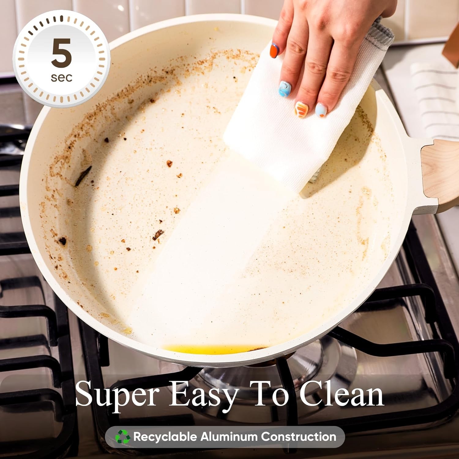 21-Piece White Granite Nonstick Cooking Set – Perfect for Induction Stovetops