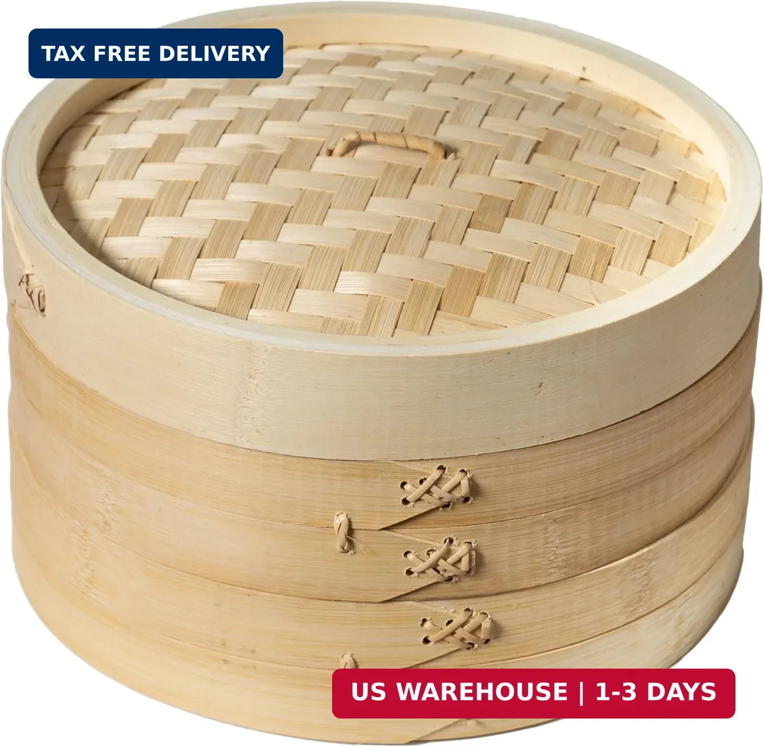 Joyce Chen 2-Tier Bamboo Steamer Baskets, 10-Inch