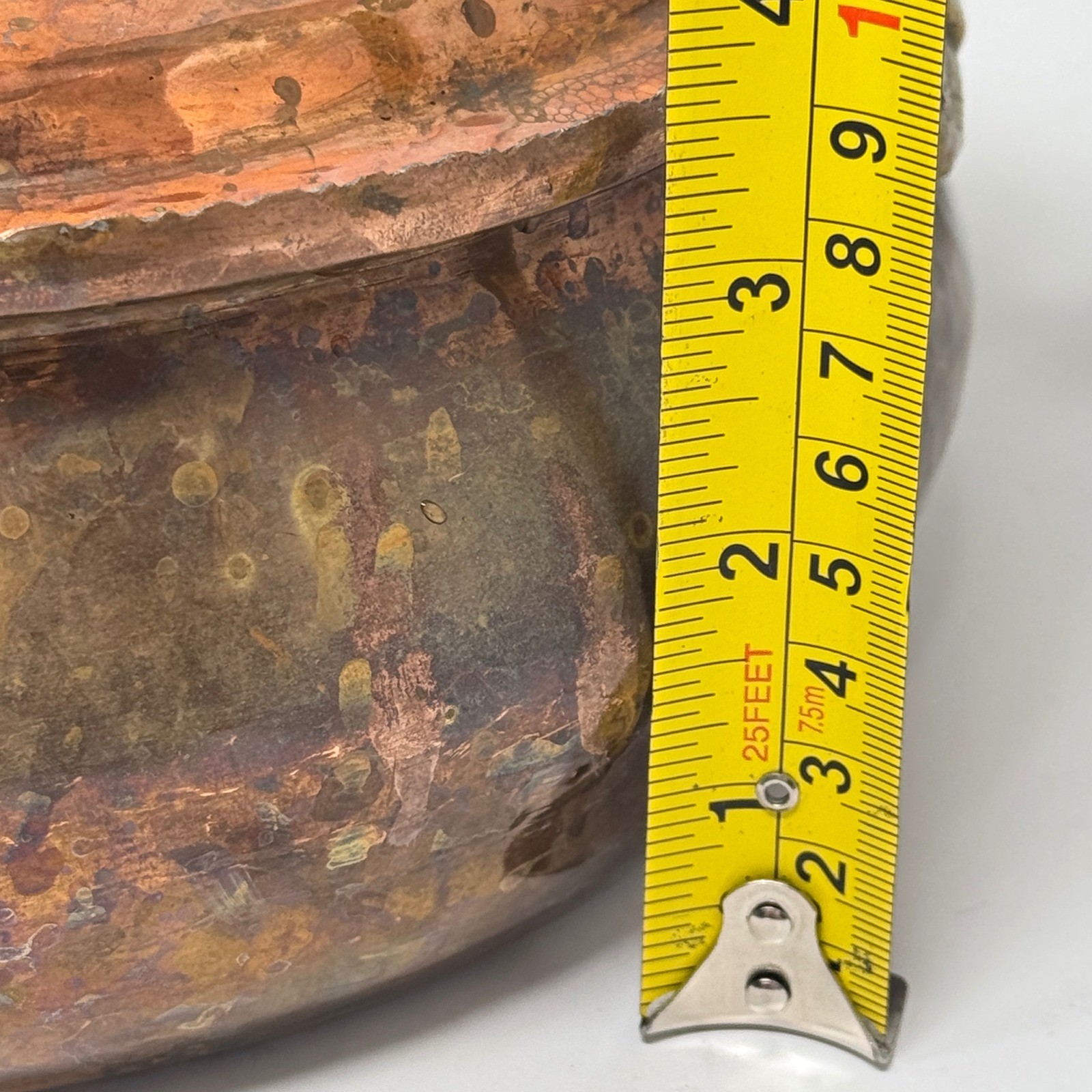 Hand Hammered Copper Pot Lid Tin Lined Brass Handles European Cookware 20cm