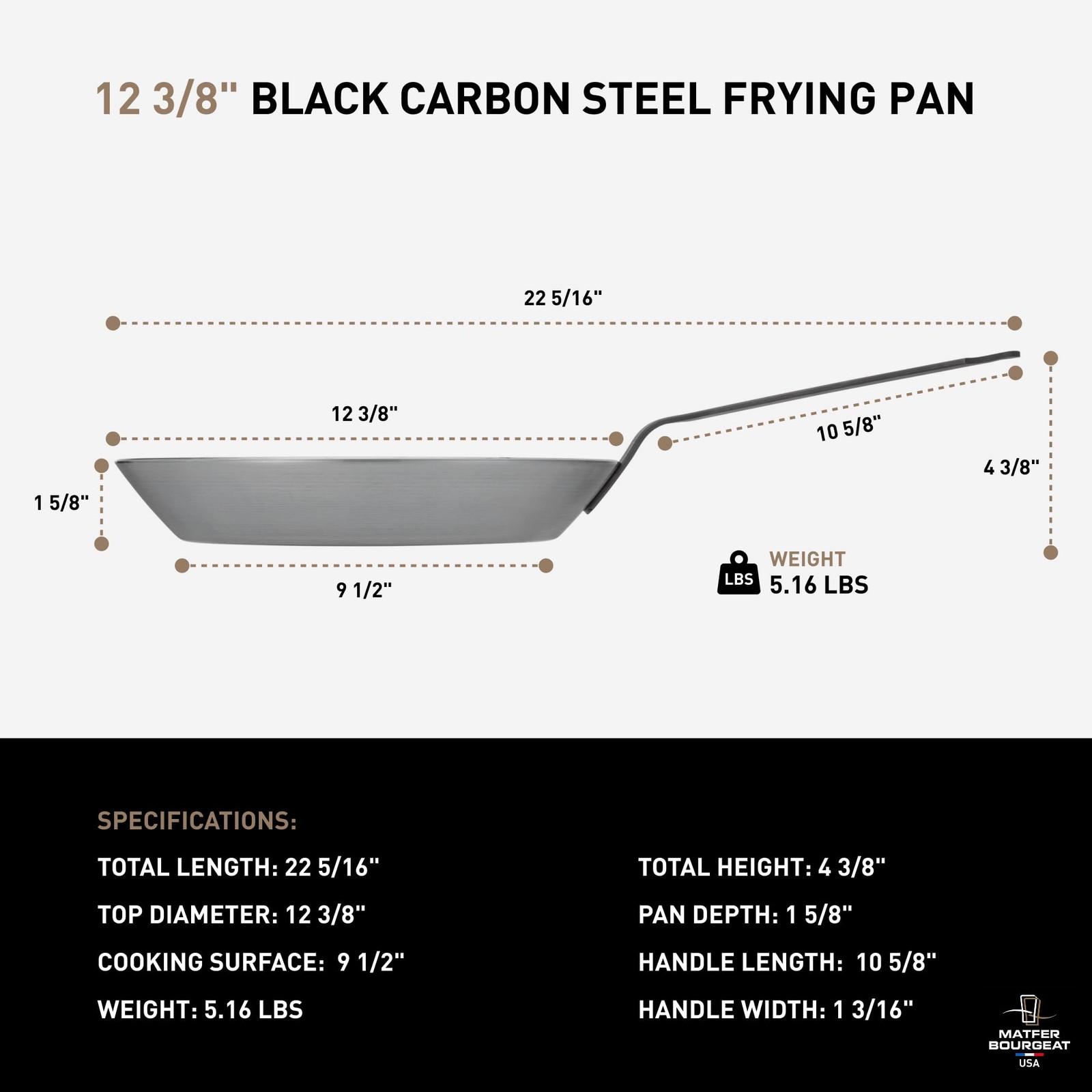 Bourgeat Black Carbon Steel Fry Pan (12 5/8)