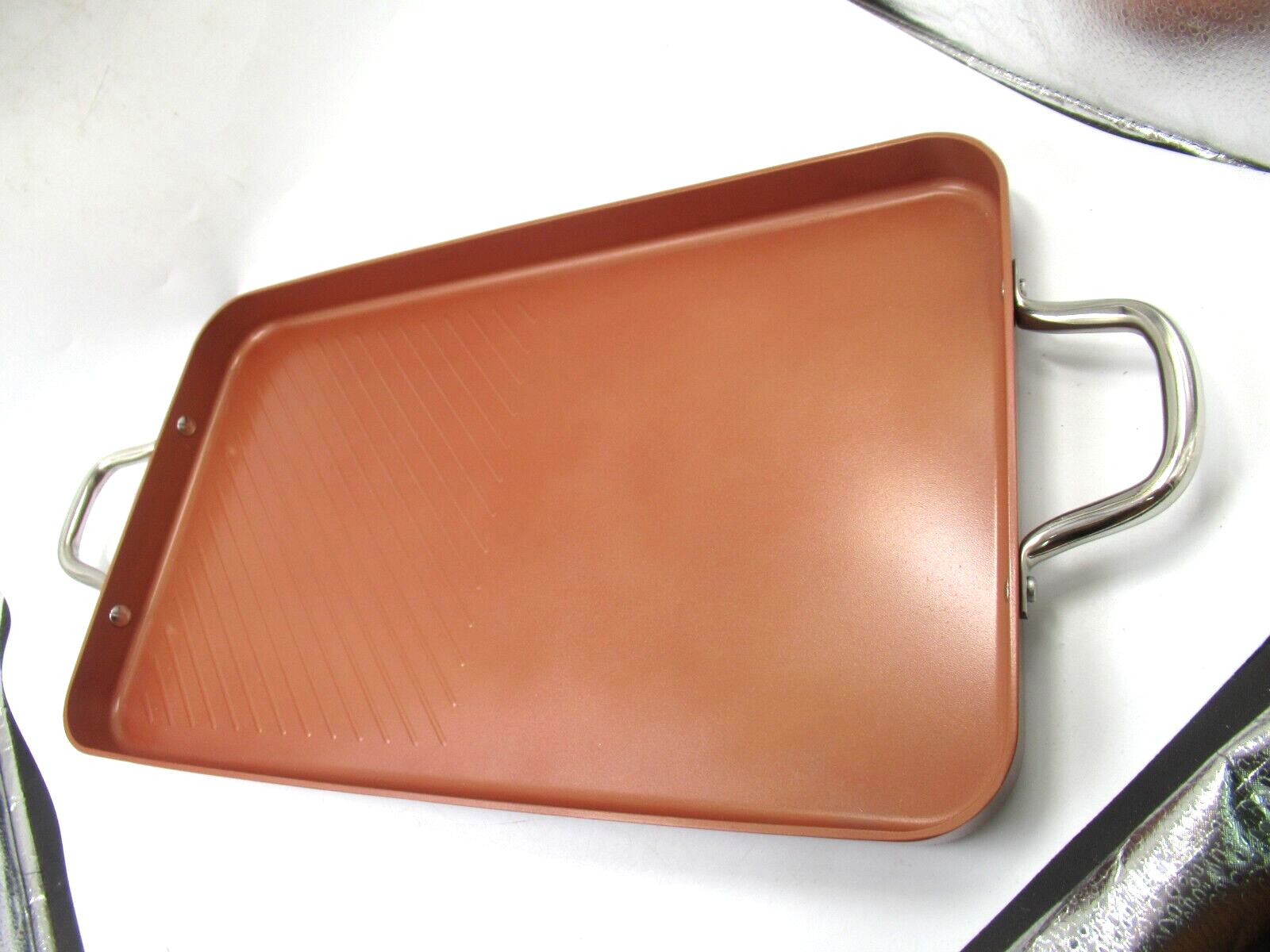 Non Stick Griddle TechnoloN Cookware w/ Instructions New! Simply Ming Metallic
