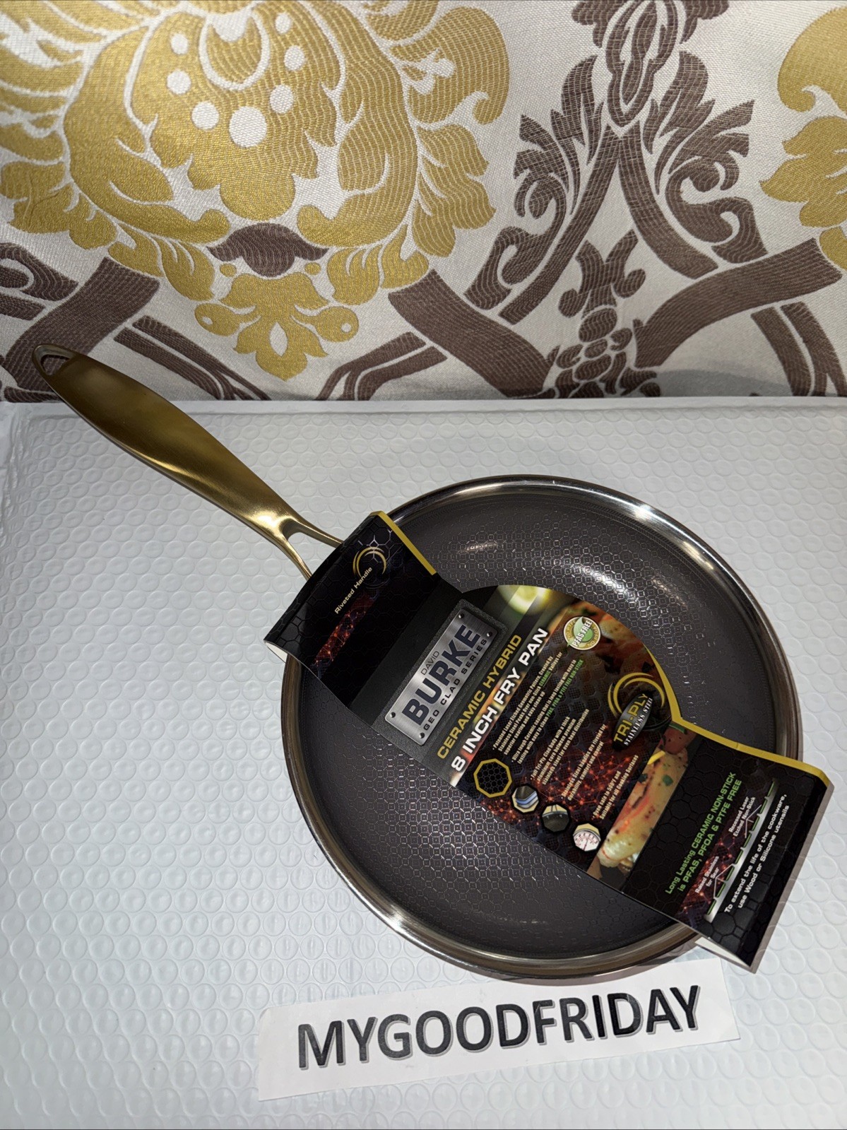 David Burke Geo Clad 8″ Tri-Ply Stainless Hex Steel Hybrid Frying Pan w/ Copper