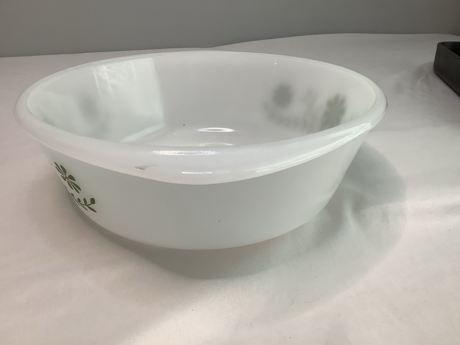 Vintage Glasbake 8.5″ Green Daisy Casserole Dish NO Lid 2 Qt USA J514 Ovenware
