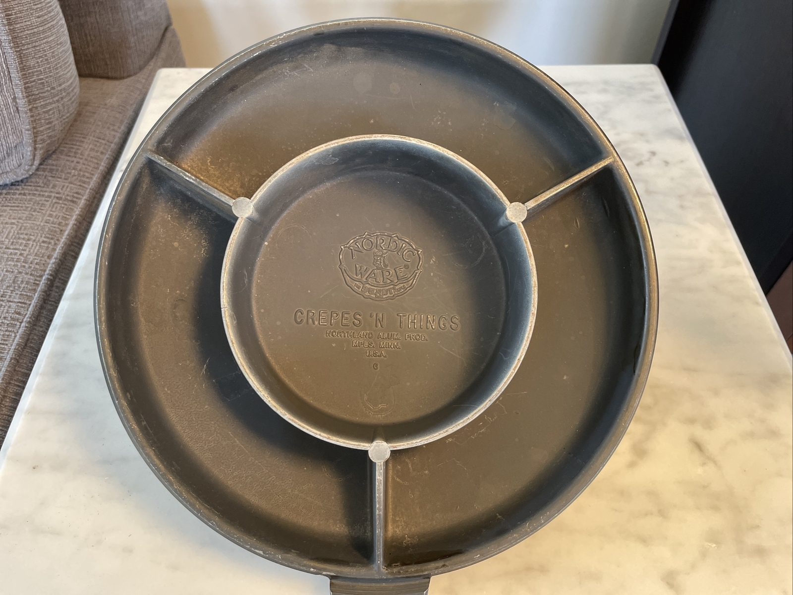 Vintage NORDIC WARE Crepes ‘N Things Crepe Pan Wooden Handle Black Cast Aluminum