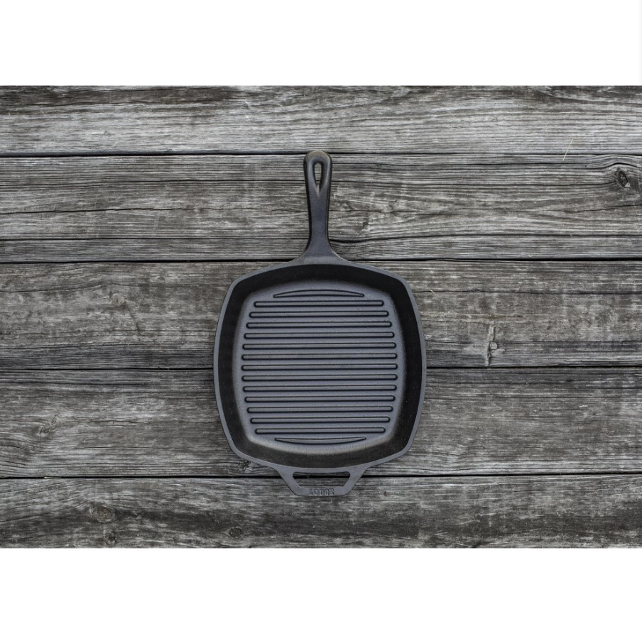 CAST IRON GRILL PAN Lodge Pre Seasoned Steak Bacon Grilling Square Skillet 10.5″