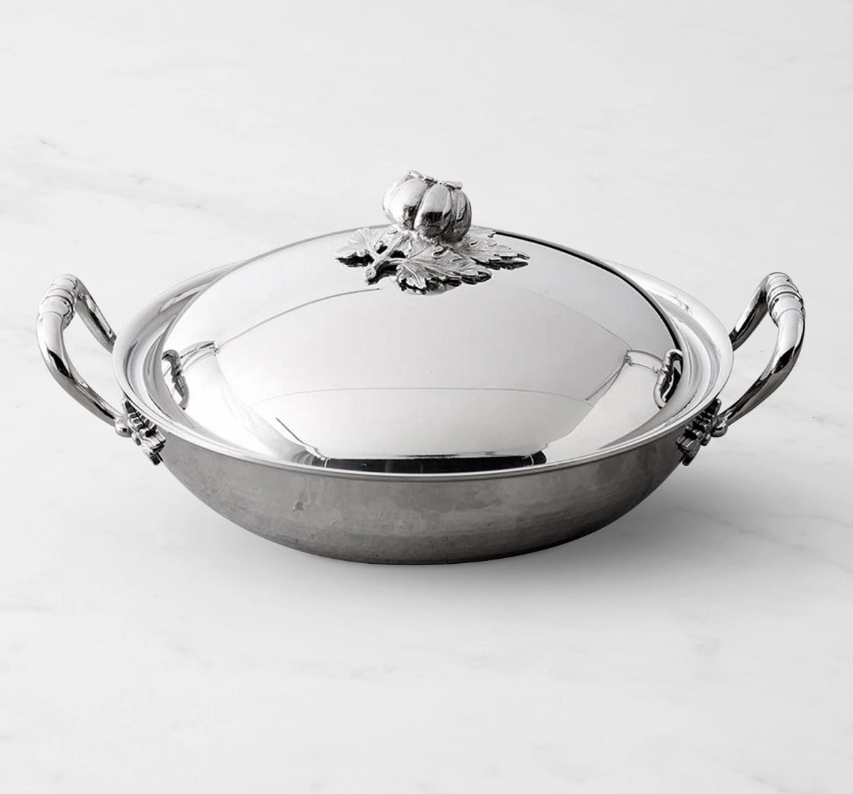 Ruffoni Opus Prima Hammered Stainless-Steel Wok 12” w/ Tomato Knob, 4 3/4-Qt