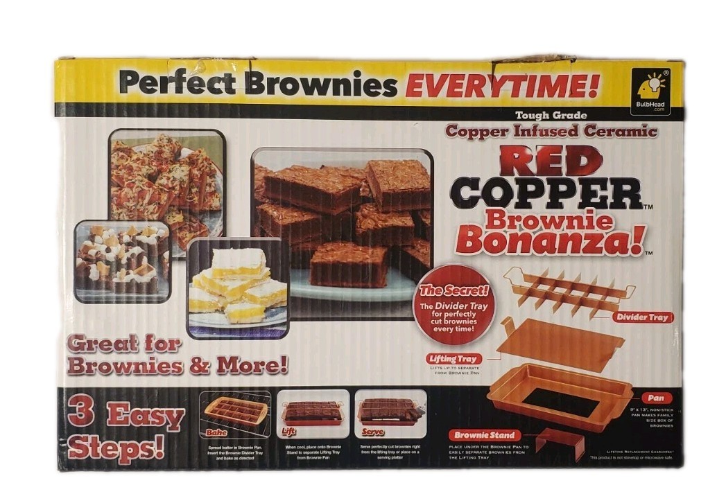 Copper Infused Red Copper Brownie Bonanza Pan 9″ X 13″ Non Stick Dishwasher Safe