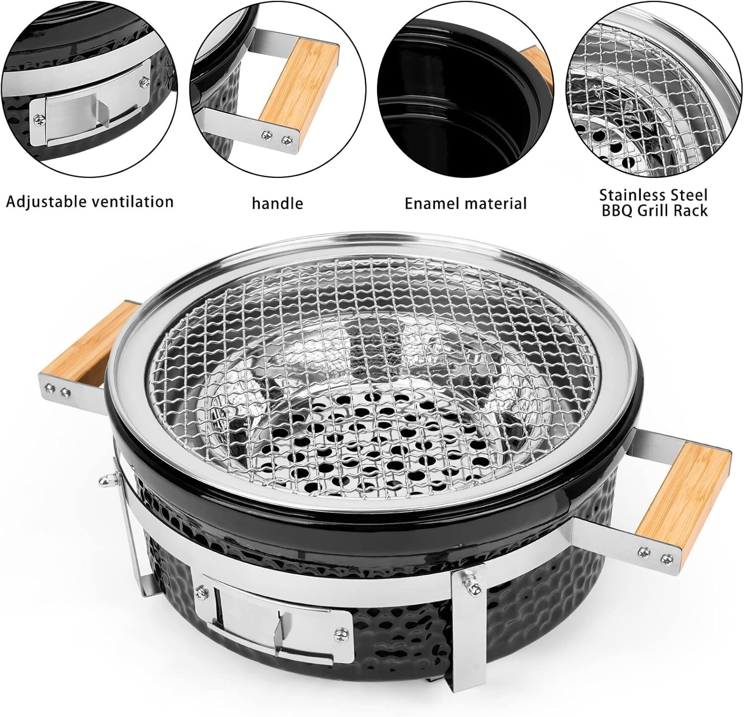 Onlyfire Charcoal BBQ Grill Hibachi Grill with Grid Lifter, Portable Yakitori