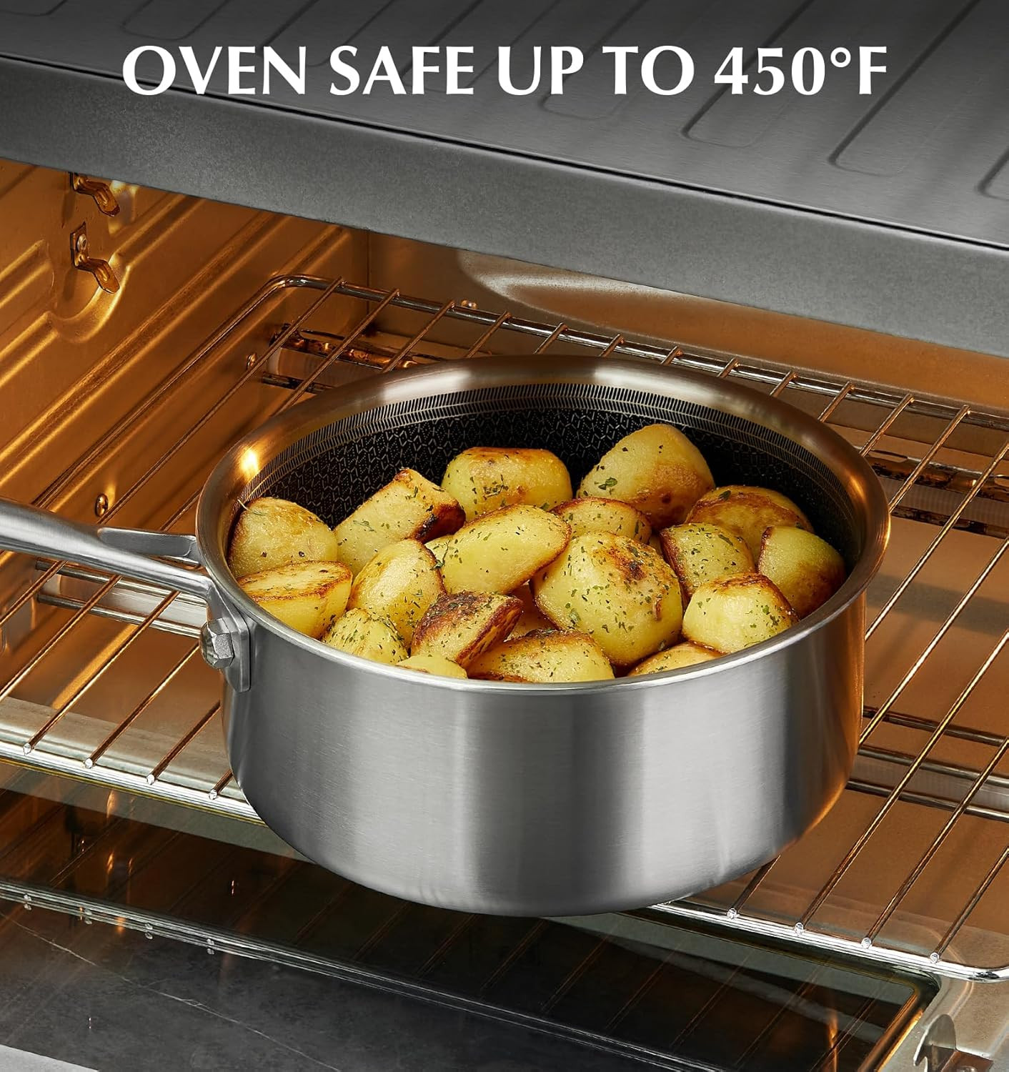 Hybrid Nonstick Stainless Steel Saucepan Set – 6-Piece Induction Ready Set