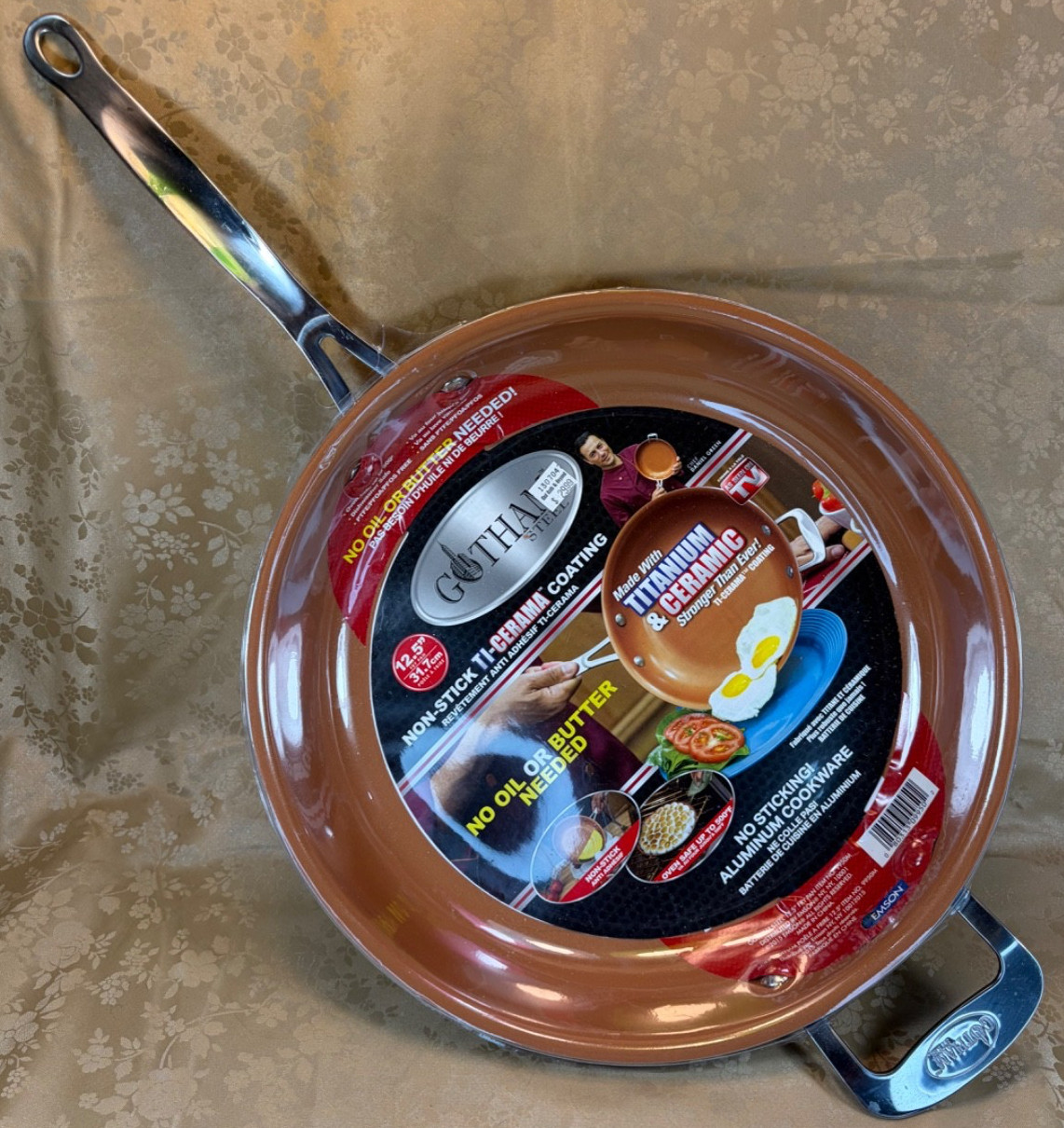 New Gotham Steel 12.5″ Copper NonStick Titanium Ceramic Fry Pan – Factory Sealed