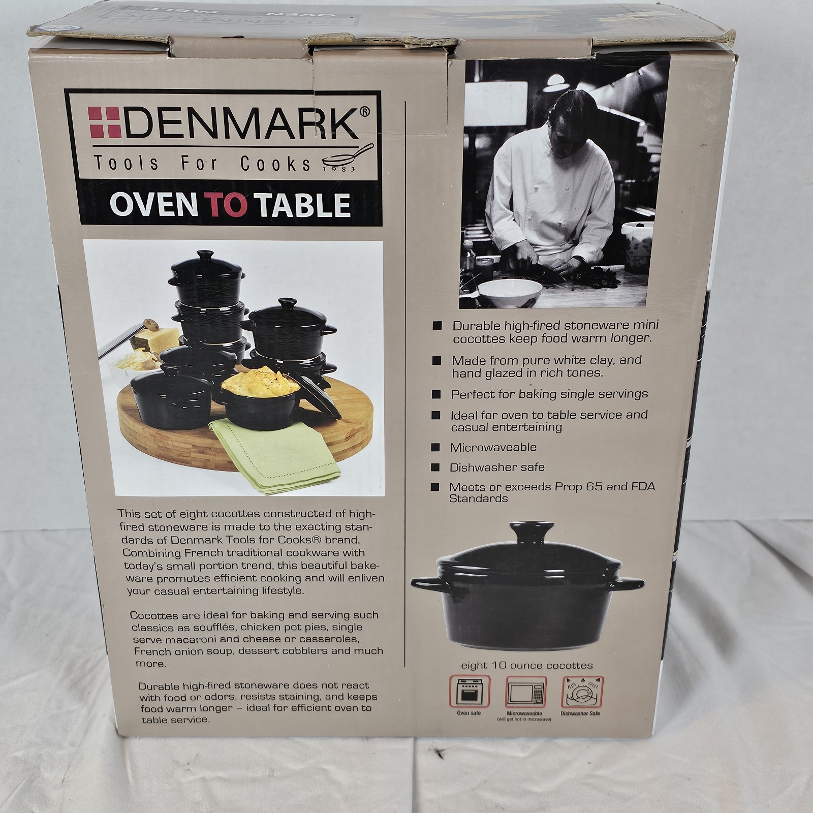 Denmark Tools For Cooks Oven To Table Set 8 Glazed 10oz Stoneware Cocottes BLACK