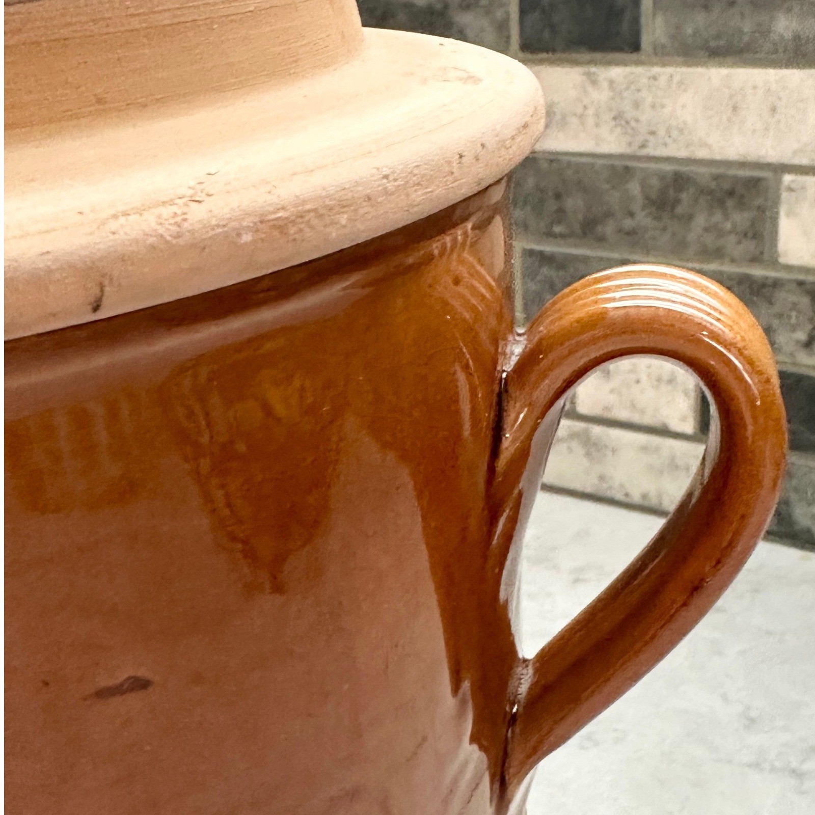Digoin Gres Pots France Terracotta Bean Pot Brown Glazed Stoneware with Lid