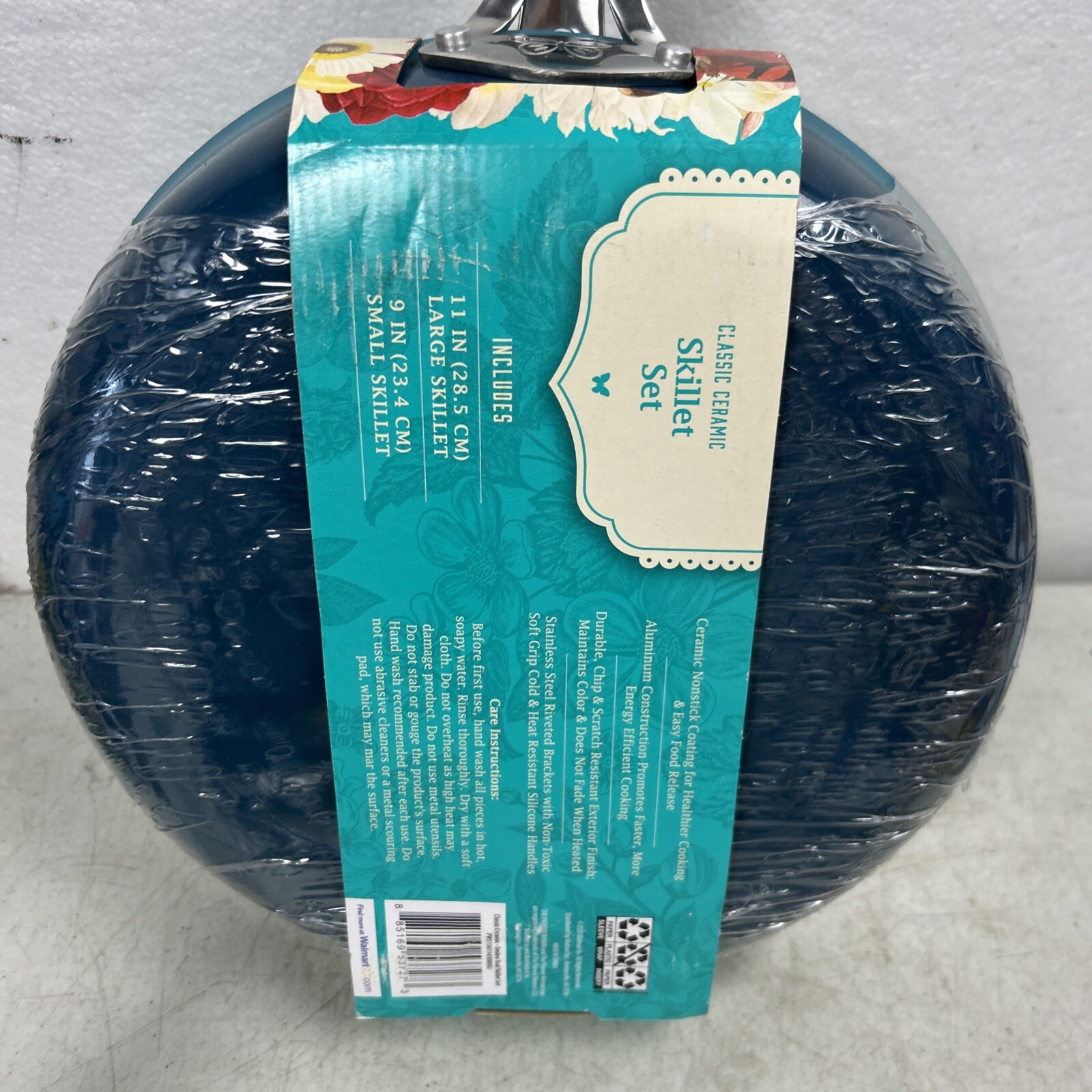The Pioneer Woman Classic Skillet Set Ombré Teal Large 11in Small 9in