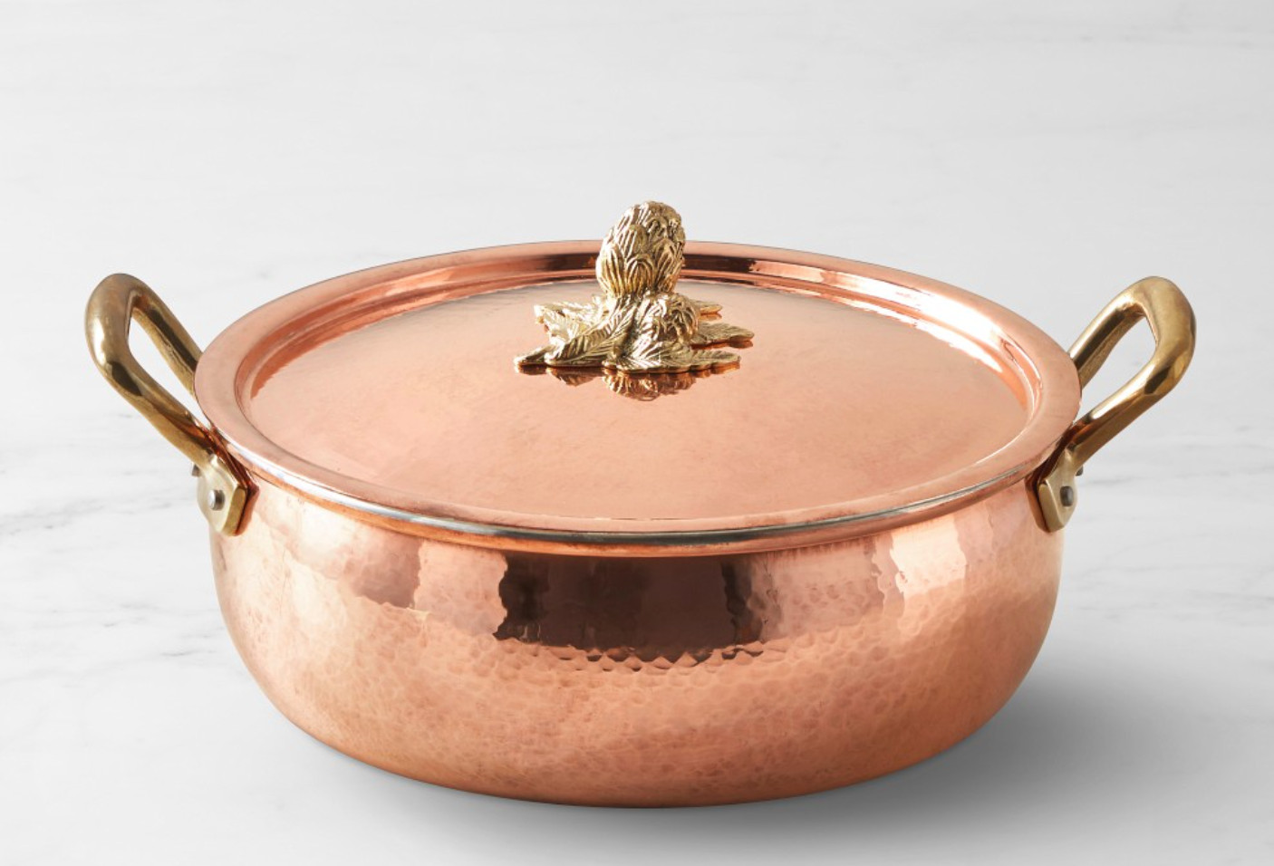 Ruffoni Historian Hammered Copper Braiser with Artichokes Knob, 6-Qt.