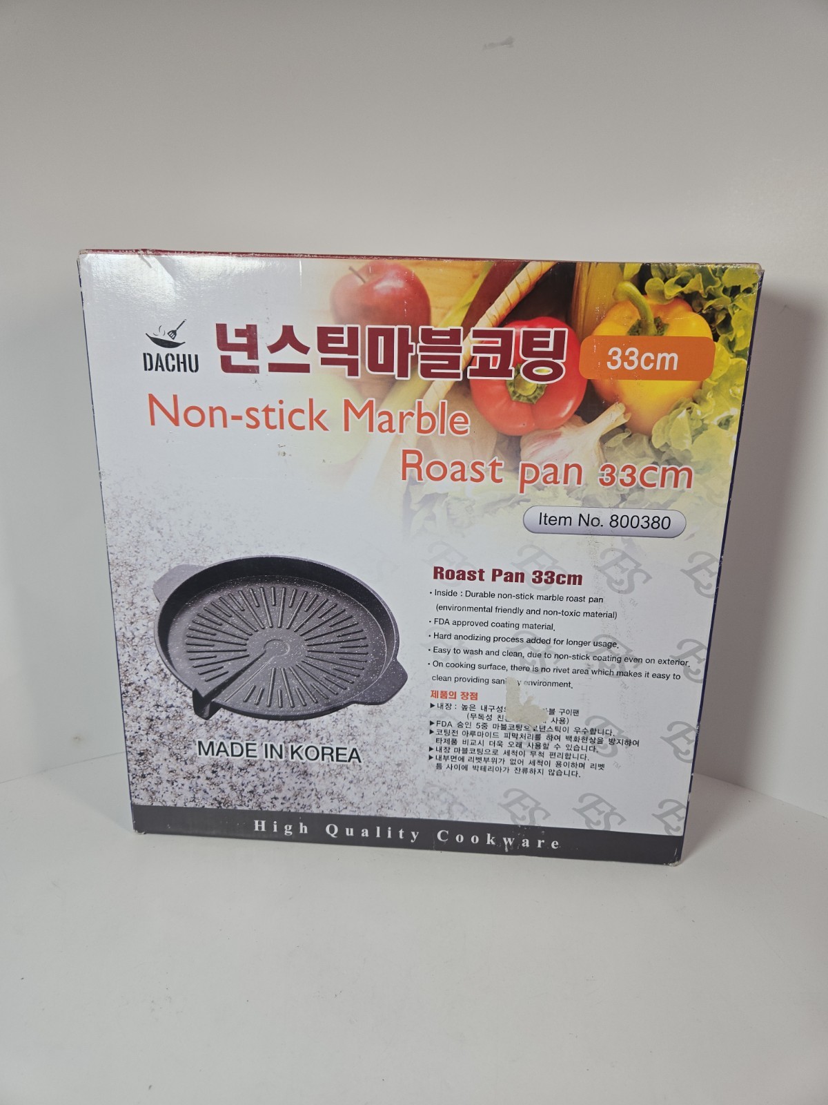 Dachu Grill Pan for Korean BBQ Stovetop Nonstick Marble Roast Pan 33cm