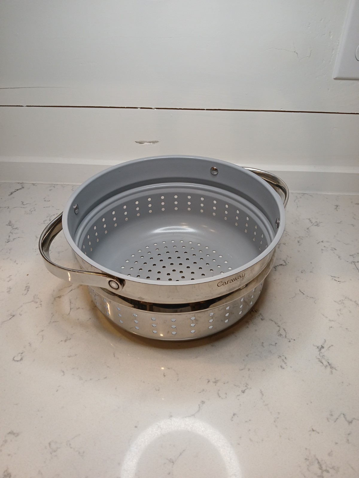 Caraway Home 6.5qt Nonstick Stainless Steel Large Steamer Silver