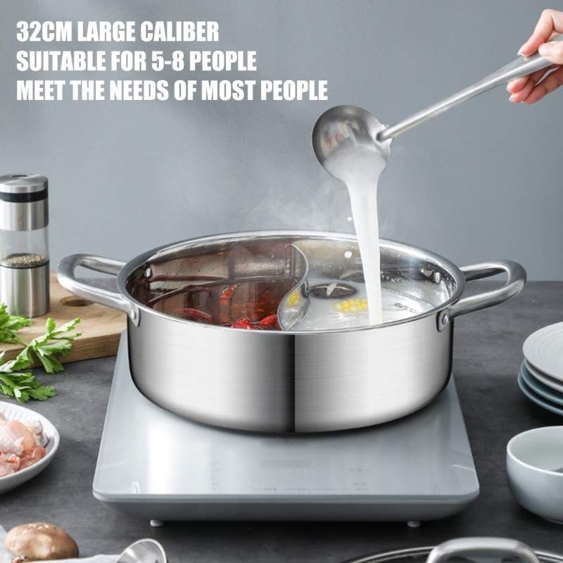 Double Sided 304 Stainless Steels Cooking Shabu Shabu Pot for Various Stove Type