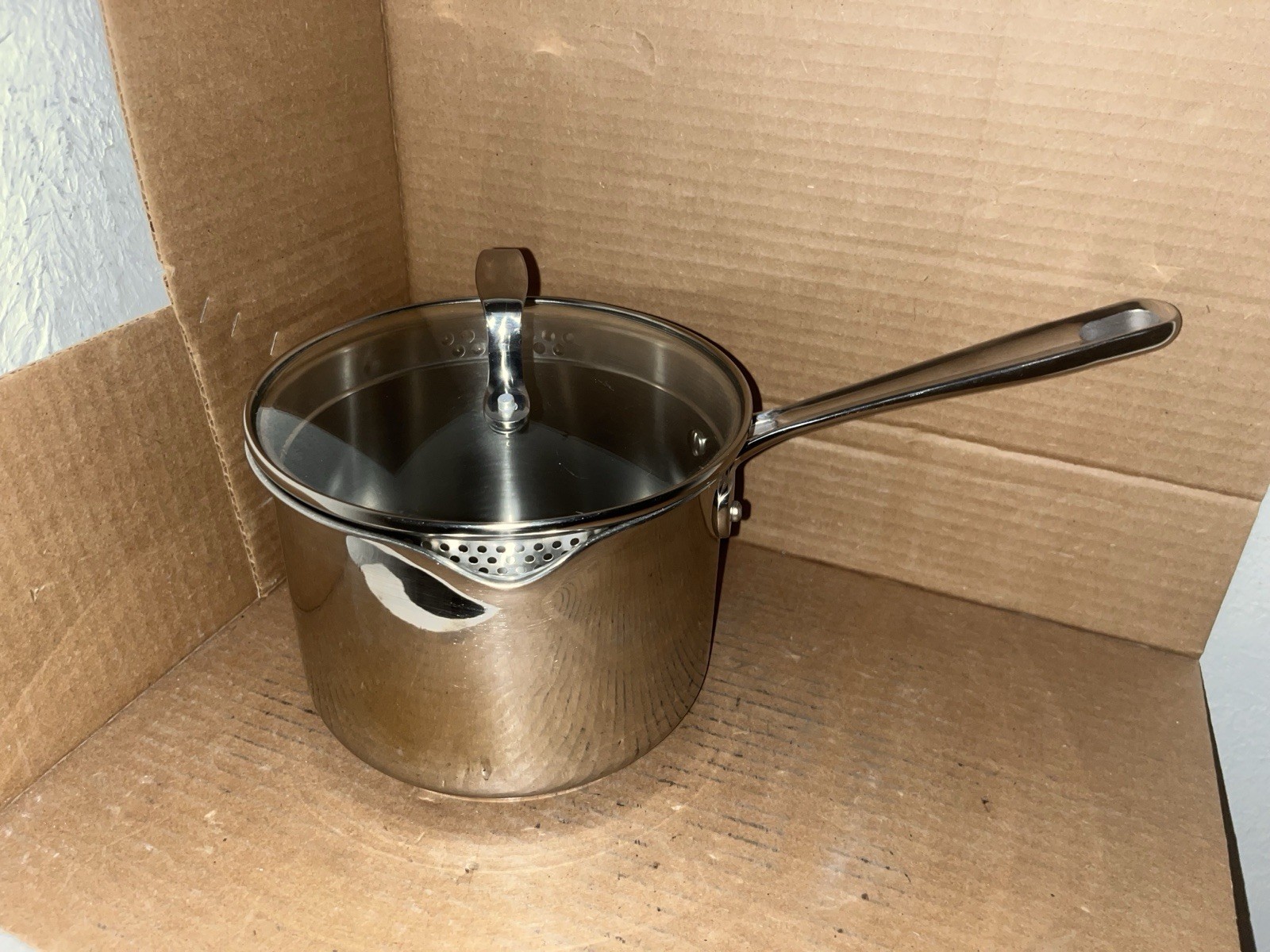 Emeril 3Qt Sauce Pan Double Pour Spout Stainless Steel W/ Lid Induction Ready