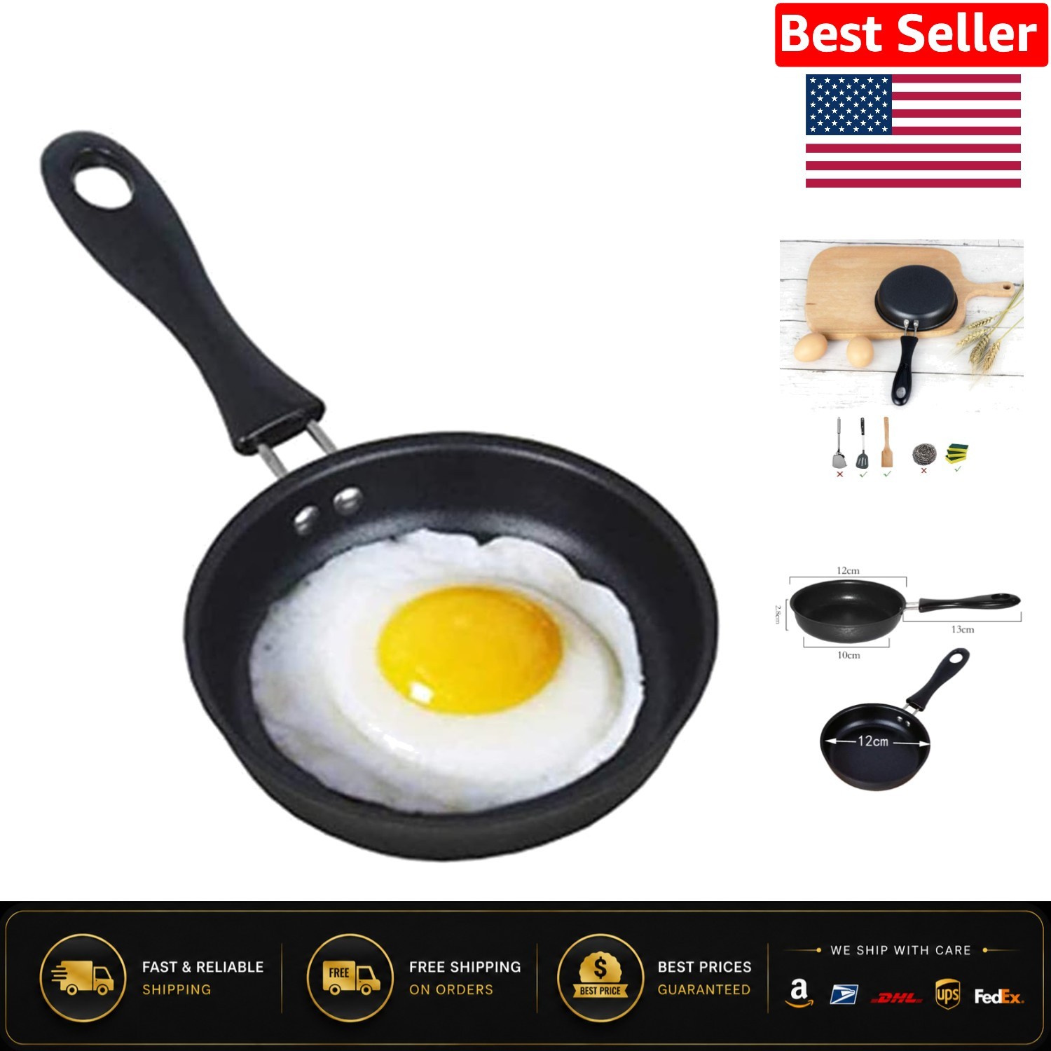Portable Non-Stick Frying Pan – 4.7 Inch Cast Iron Egg Skillet for Quick Meals