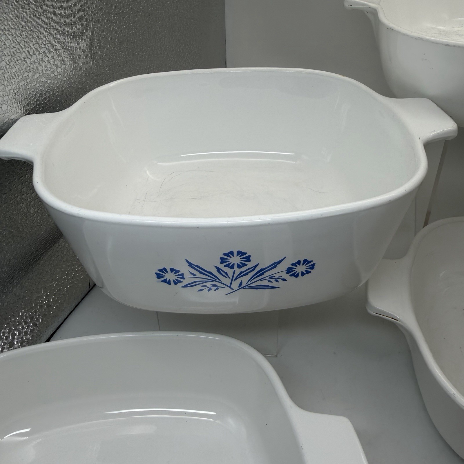 CORNING WARE Cornflower Blue 7 Pc Casserole & Skillet Set Made in USA Vintage ✅