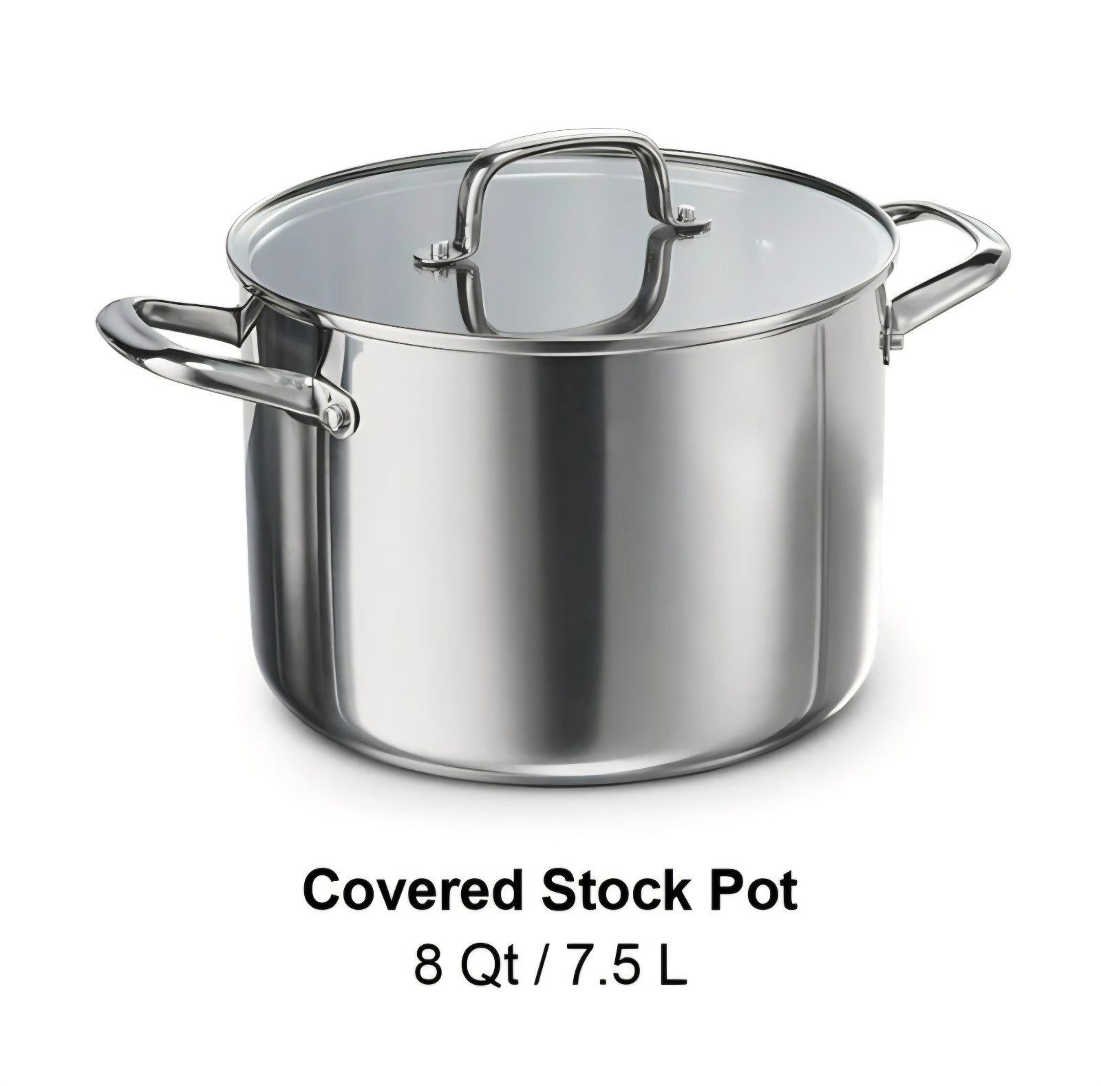 Tramontina Triverge Tri-Ply Clad Stainless Steel 8-Quart Stock Pot w/ Glass Lid