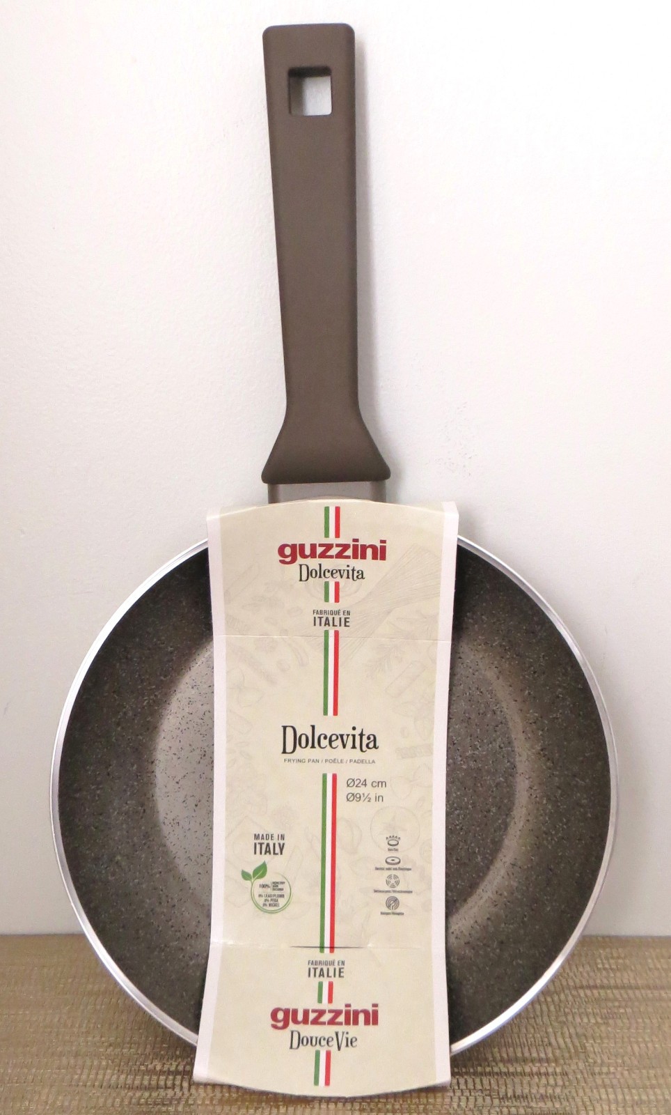 Guzzini Dolcevita 9.5″ (24 cm) Fry Pan Made in ITALY Taupe Brown NonStick NEW