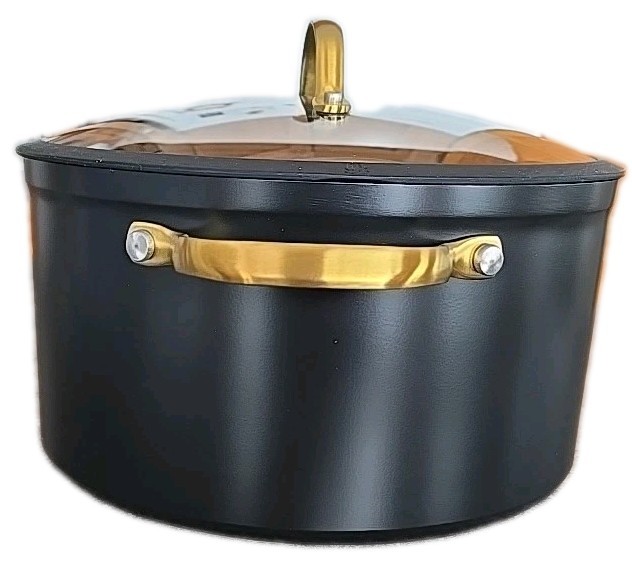THYME & TABLE ~ BLACK ~ 6-Quart ~ Nonstick ~ Aluminum DUTCH OVEN w/Lid