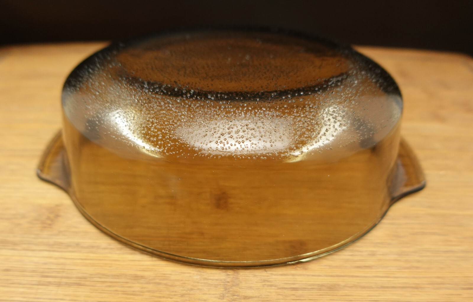Glasbake Jeanette Oval Casserole Dish Smoked Amber Daisy Print