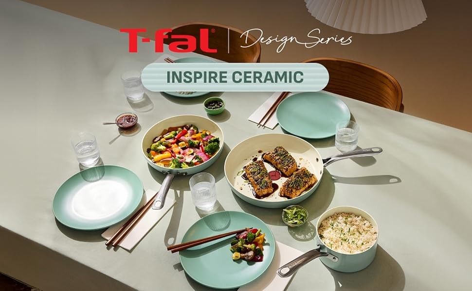 Inspire Nonstick Cookware Set, 10-Piece, Oven Safe to 500°F, Stockpot, Ceramic