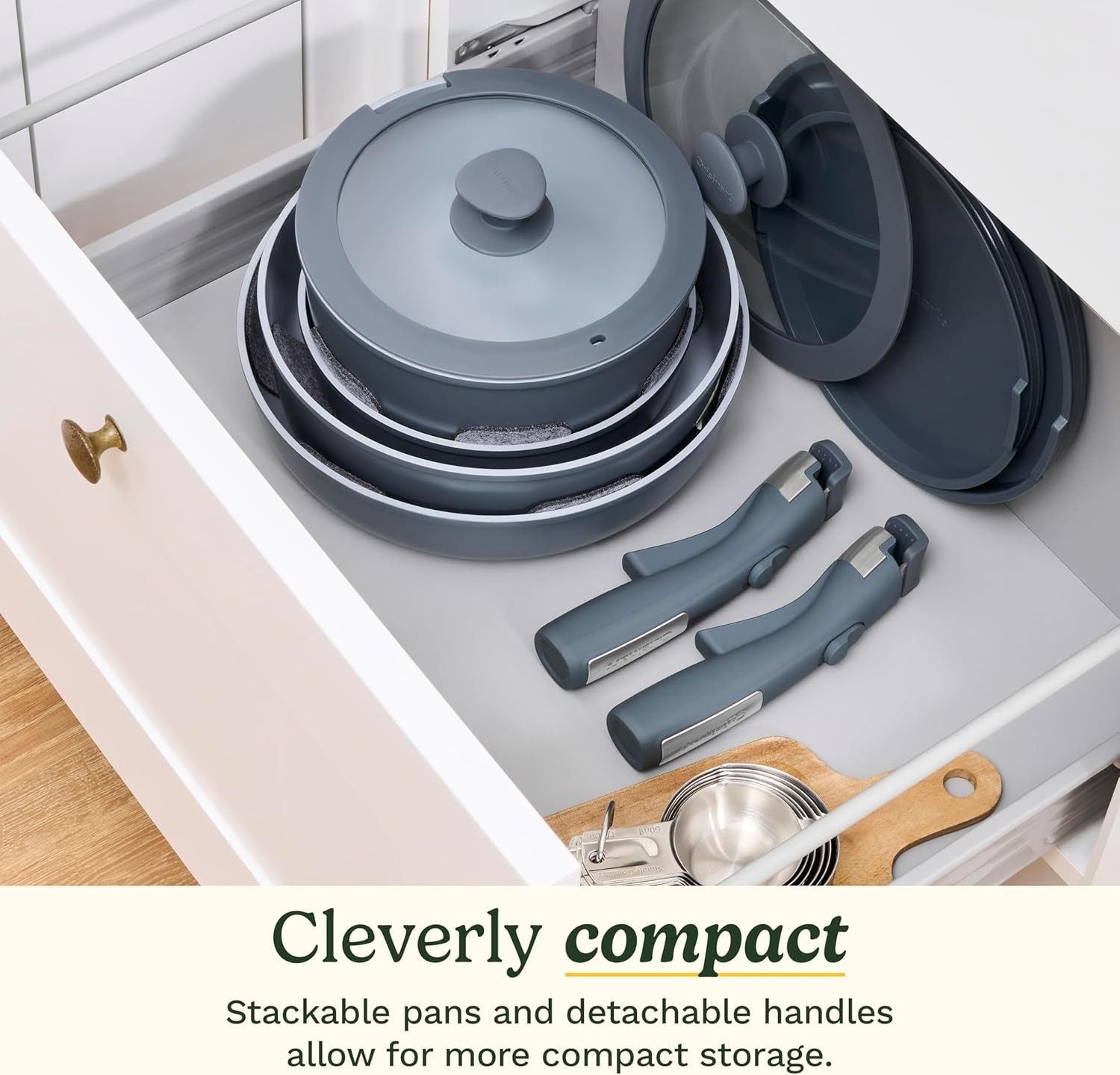 13-Pc, ClickSmart Nonstick Detachable Handle Ceramic Cookware, Pots and Pans