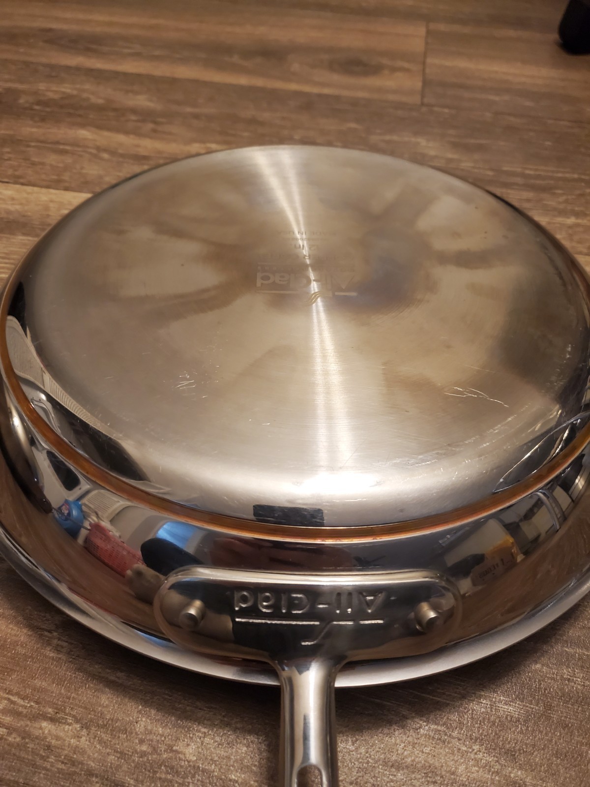 2 pieces all clad copper core frying pans 12″ & 8 “