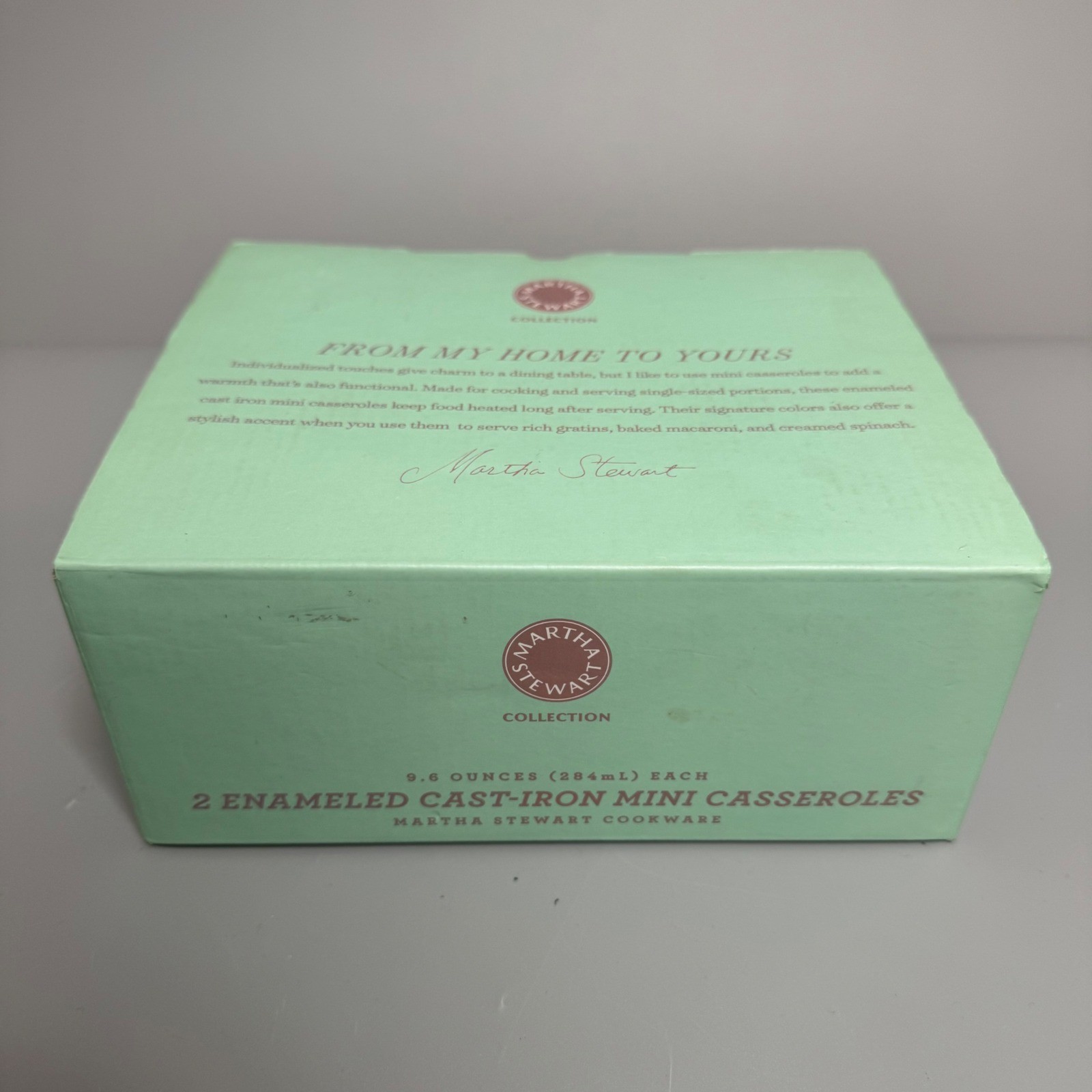 Martha Stewart 2 Pack Enameled Cast Iron Mini Casseroles Red 9.6oz New Open Box