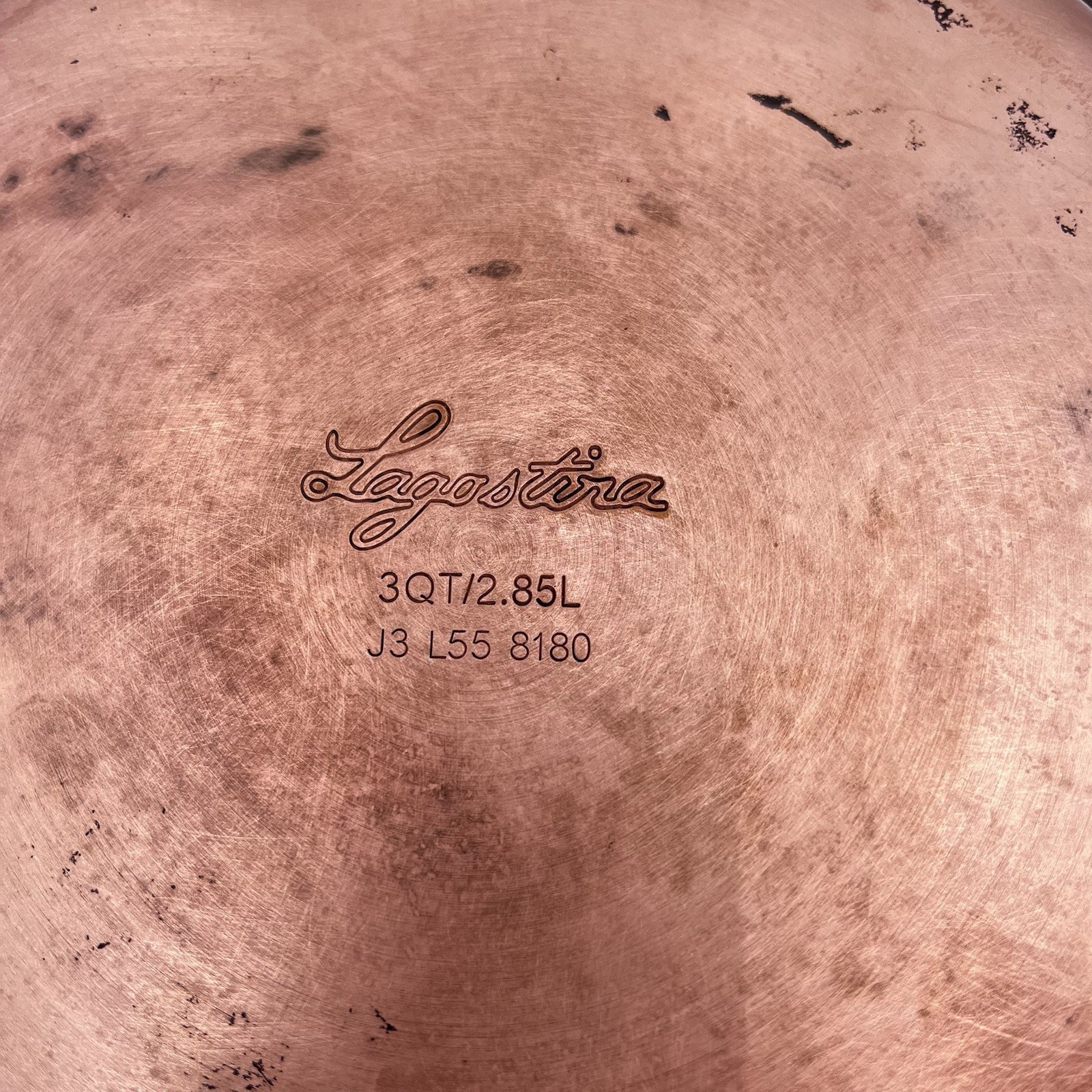 Lagostina 3 Quart Hammered Copper Saucepan Stainless Casserole Cookware