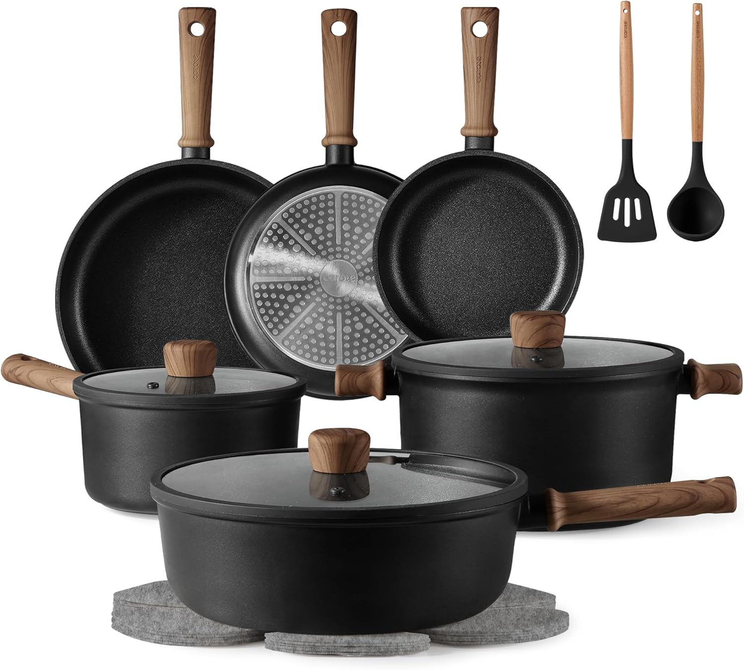 Nonstick Pots and Pans, Induction Titanium Cookware Set 16Pcs Kitchen Cooking Se