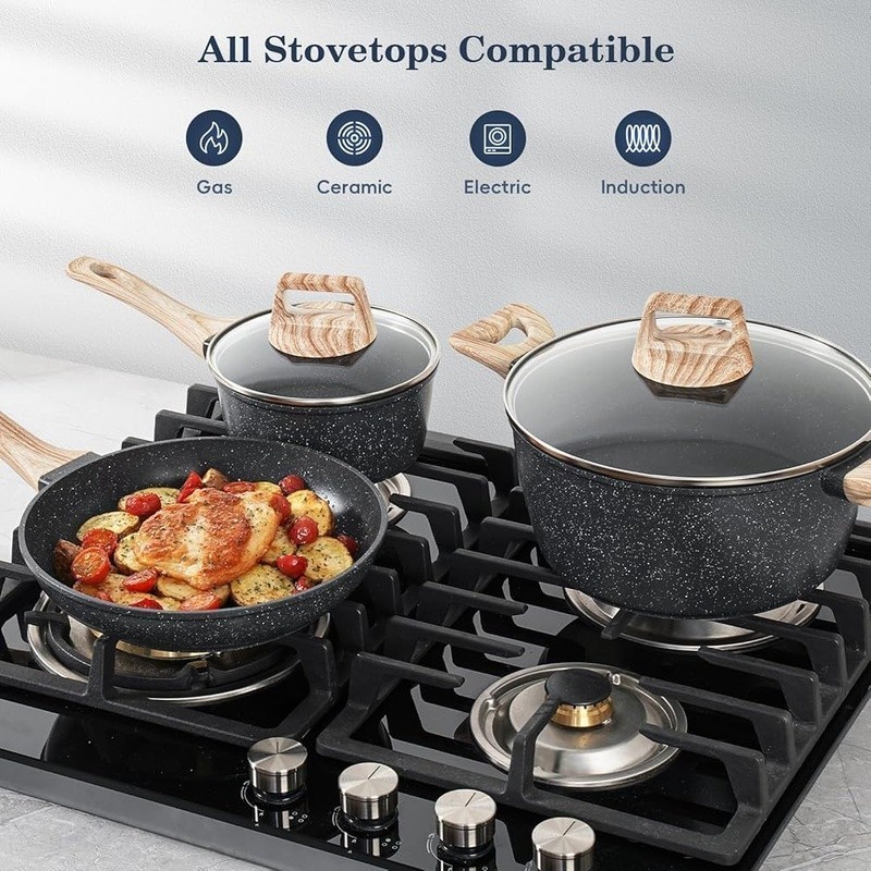Nonstick Cookware Set 12 Pieces Frying Saute Casserole Pots Pans Cookware New