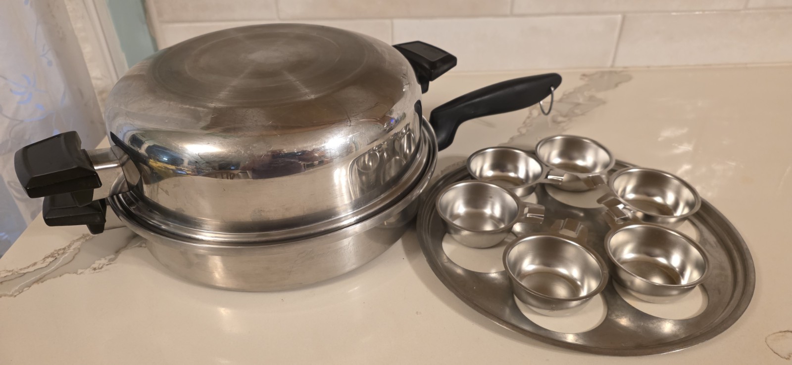 PERMANENT Skillet Pan 5 Ply Multicore Stainless Steel Egg Poacher 11″ Dome Lid