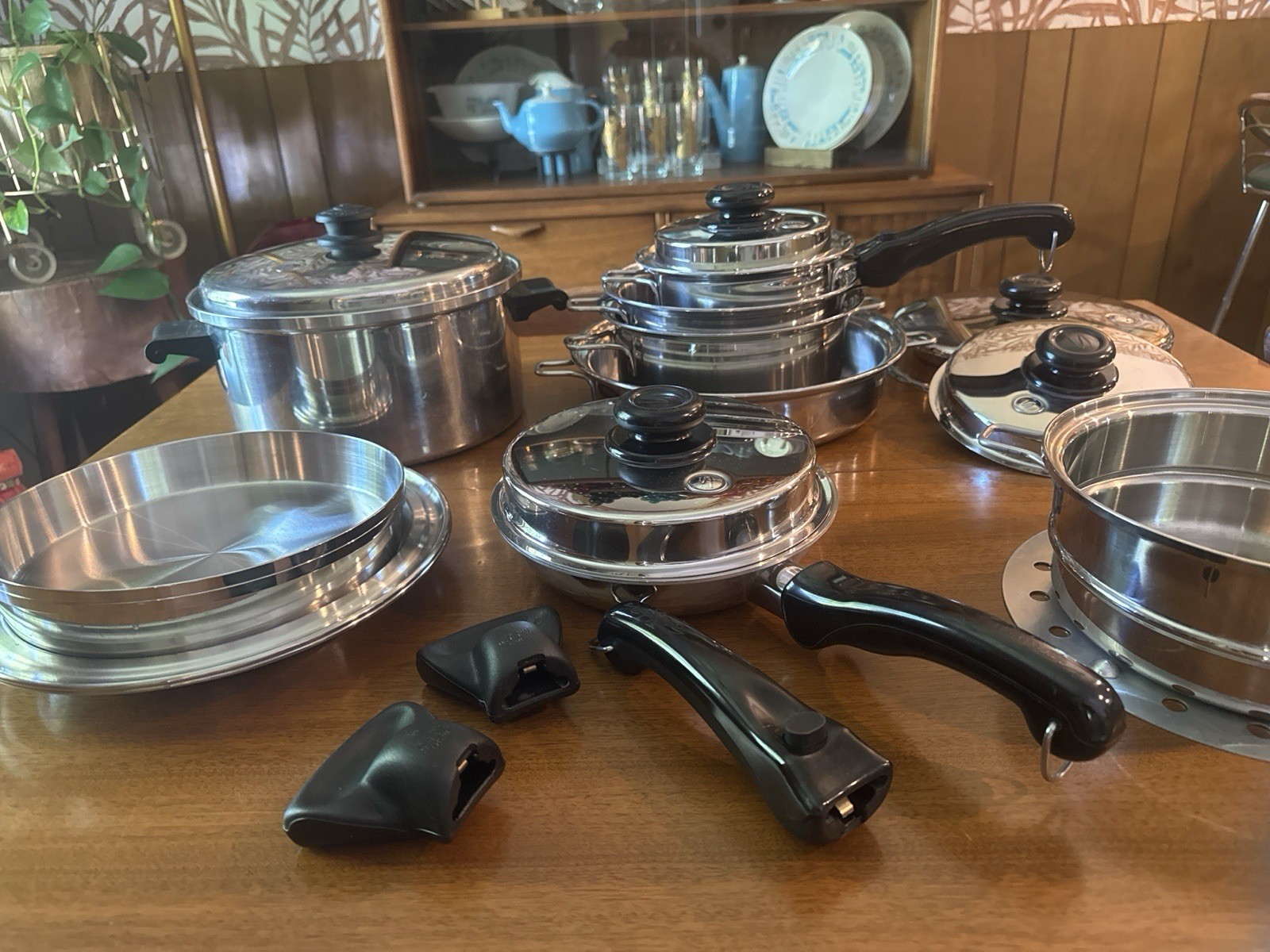 Saladmaster 316Ti Titanium Stainless Steel 8-Piece Pan Set w/ Lids Silver/Black