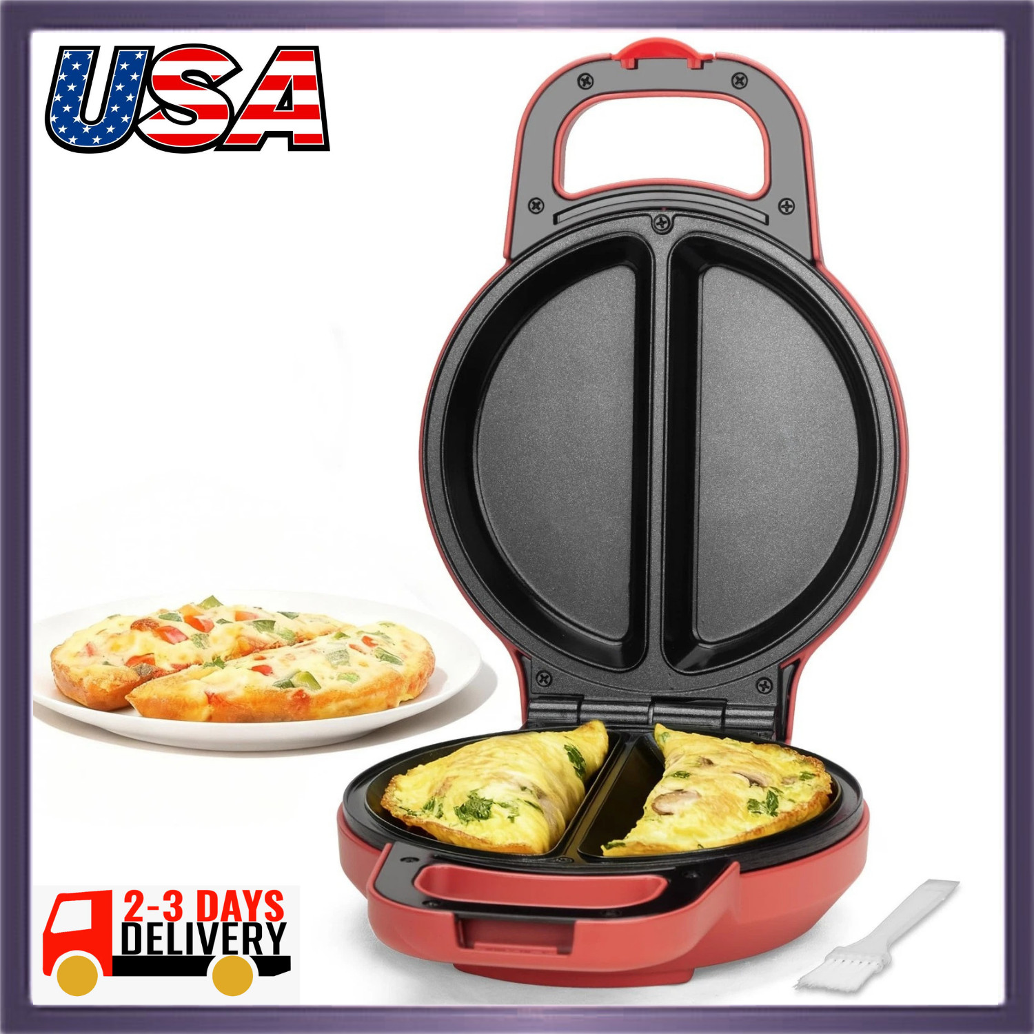 Flip Omelette Maker , Omelette Pan Nonstick for 2 Individual 6.5″ Omelets, Co…