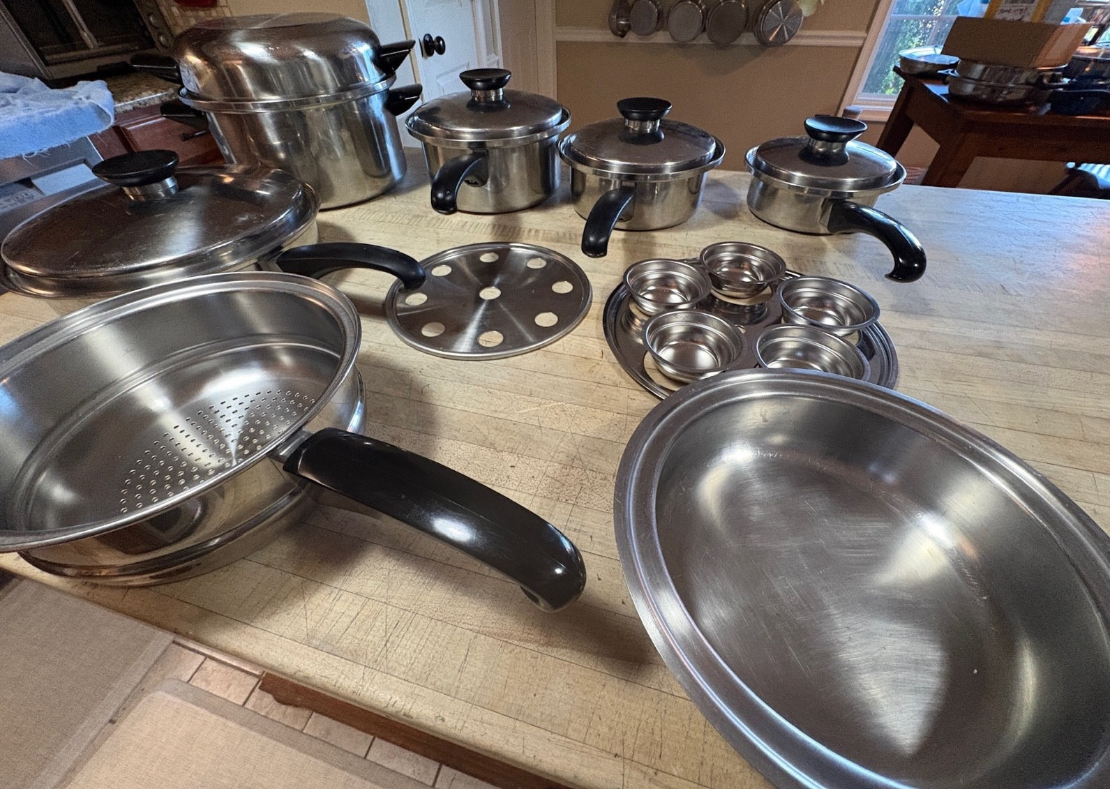 Vtg 14 pcs Seal-O-Matic Thermium Multi-Plex Stainless Steel USA Cookware Set USA