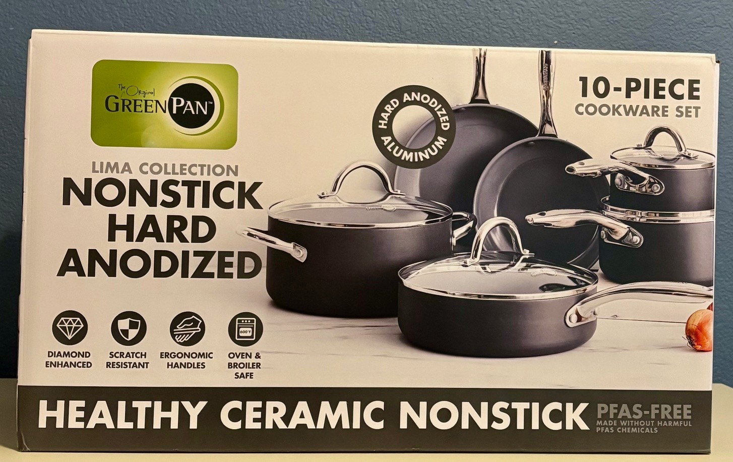 GreenPan Lima Coll 10 Piece Hard Anodized Healthy Ceramic Nonstick Cookware Set