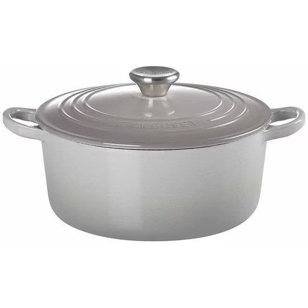 Le Creuset Cocotte Ronde 22cm Mist Grey Black Matte Silver Knob Cast Iron Enamel