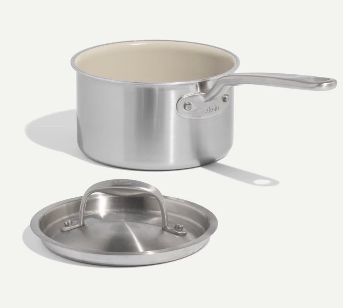Made In | CeramiClad 2.0 2 qt Ceramic Non-Stick Saucepan | Gas/Ele w/ Lid