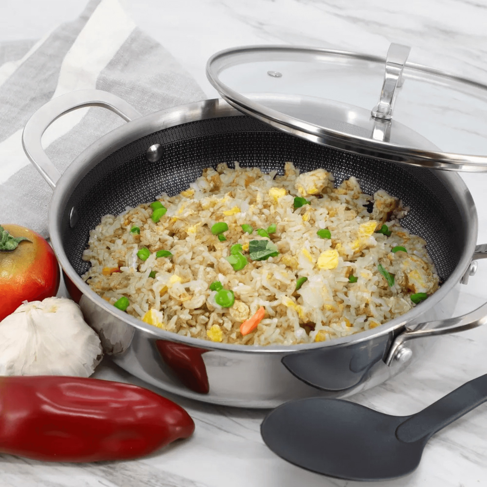 Better Chef 10-Inch 3-Ply Stainless Steel Nonstick Deep Fry Pan with Lid